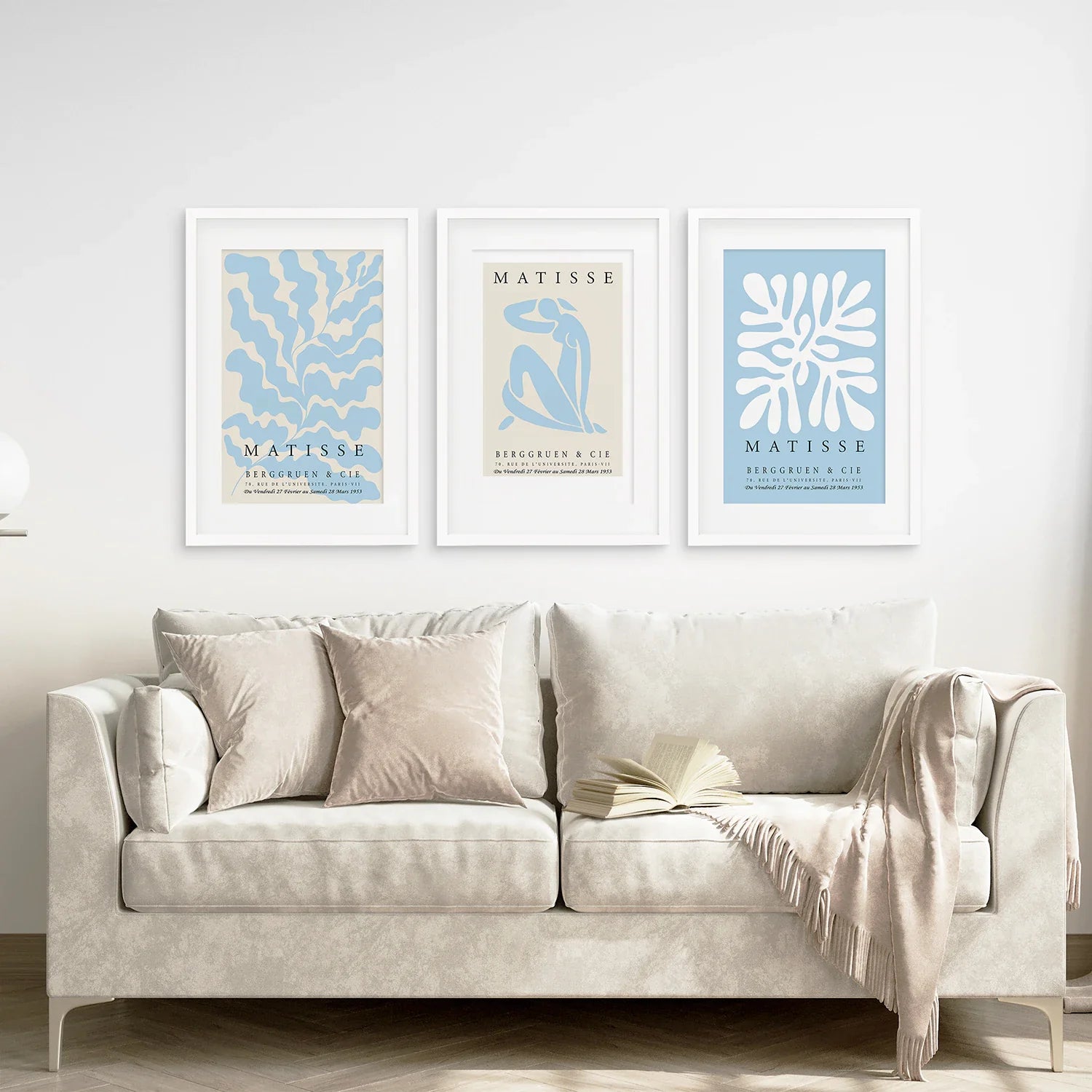 3er-Set blaue und beige Henri Matisse-Drucke