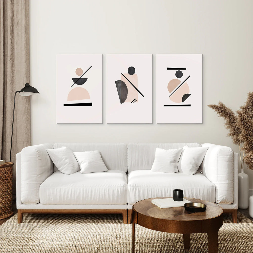 Mid-Century Modern Art Set: 3 Piece Geometric Abstract Prints