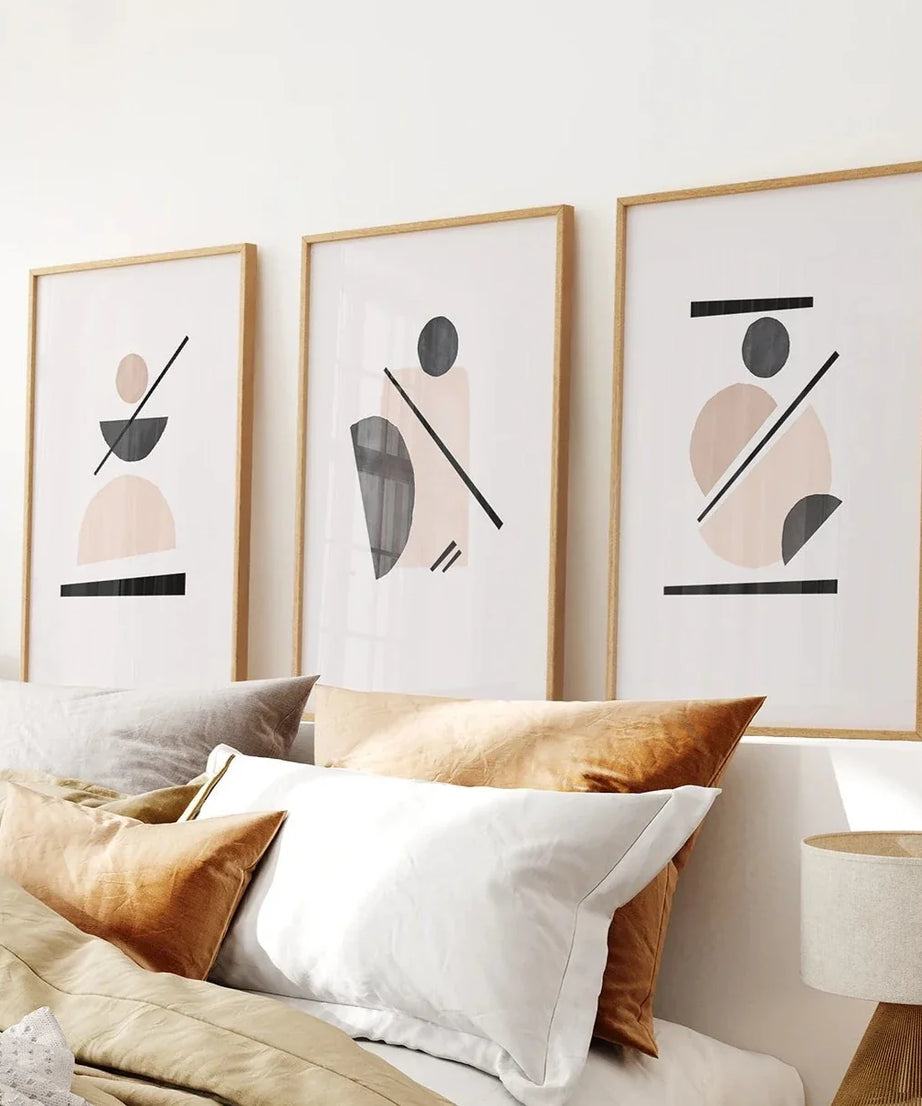 Mid-Century Modern Art-Set: 3 geometrische abstrakte Drucke