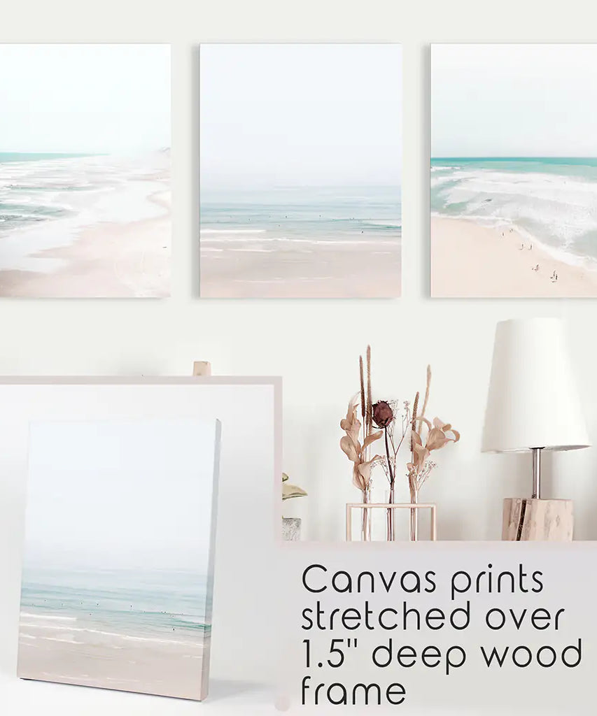 Minimalistisches neutrales Ozean-Strand-Wandkunst-Set mit 3 Teilen