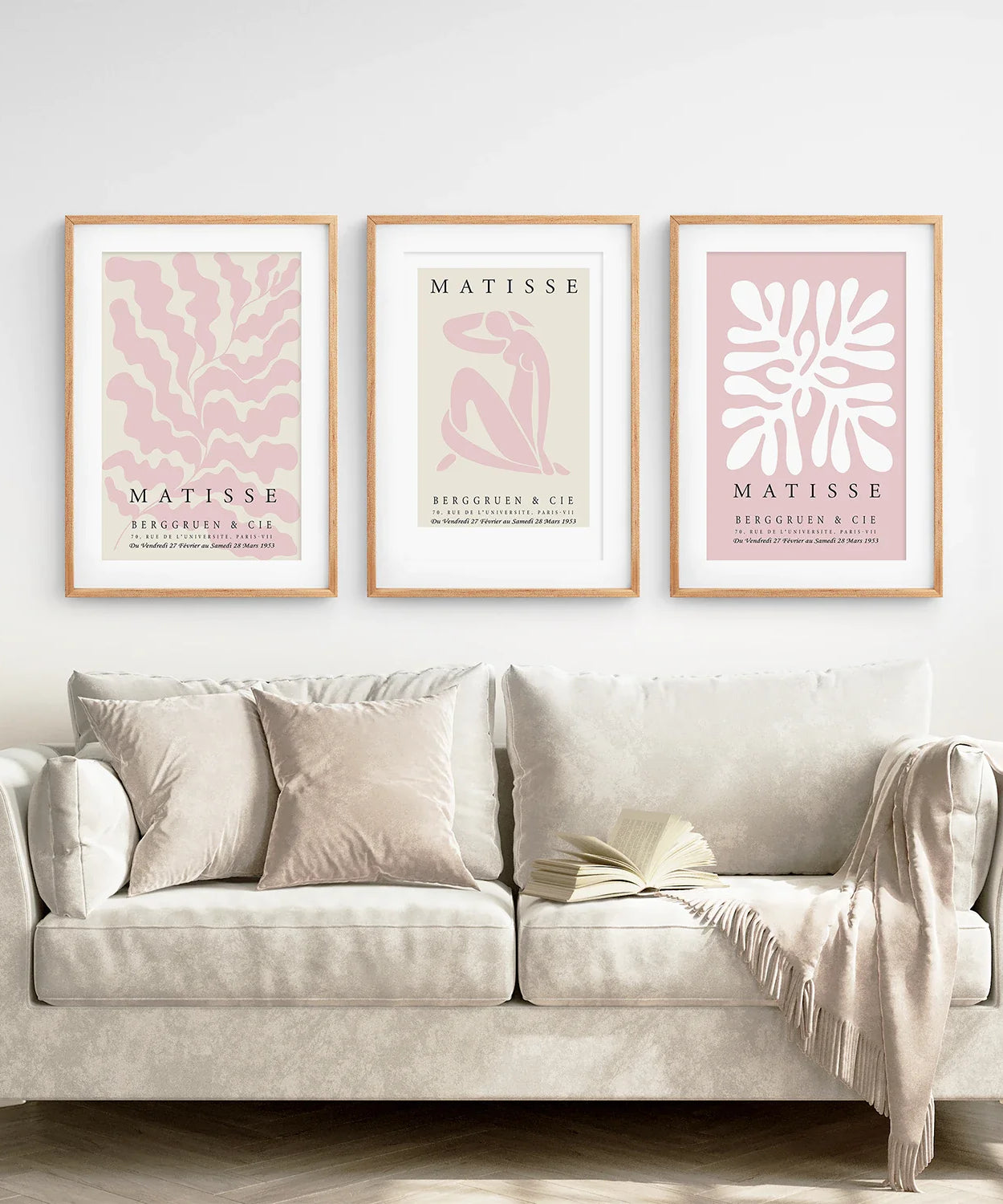 3-teiliges Wandkunstdruck-Set „Matisse in Rouge-Pink“