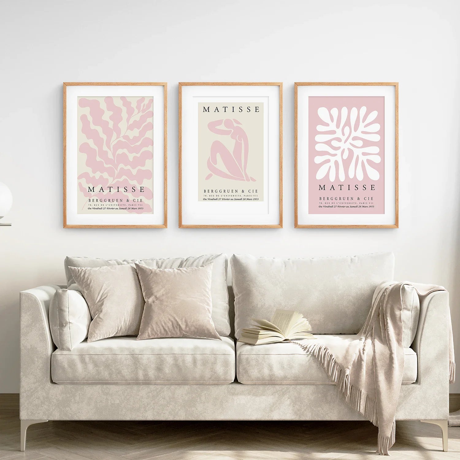 3-teiliges Wandkunstdruck-Set „Matisse in Rouge-Pink“