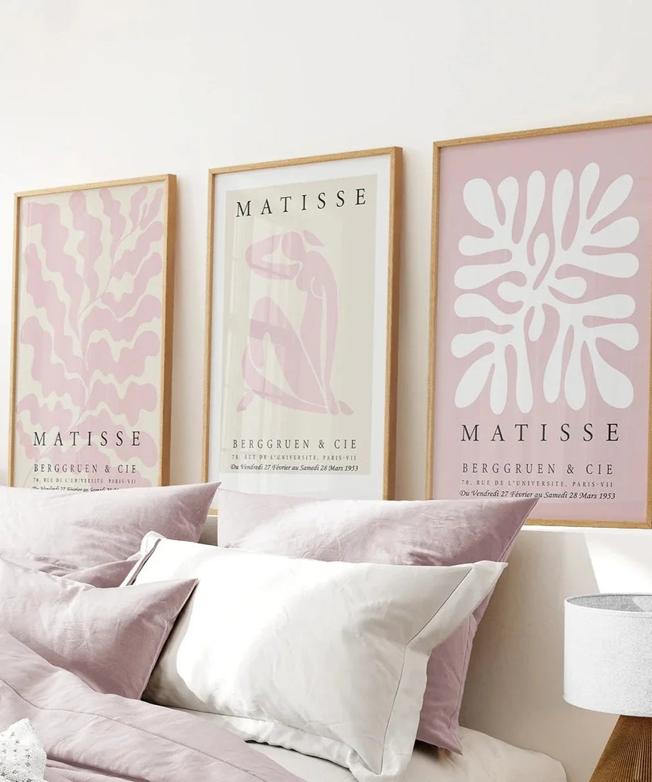 3-teiliges Wandkunstdruck-Set „Matisse in Rouge-Pink“