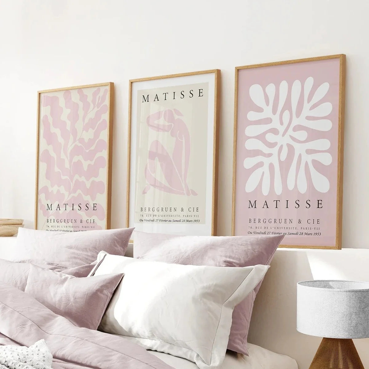3-teiliges Wandkunstdruck-Set „Matisse in Rouge-Pink“