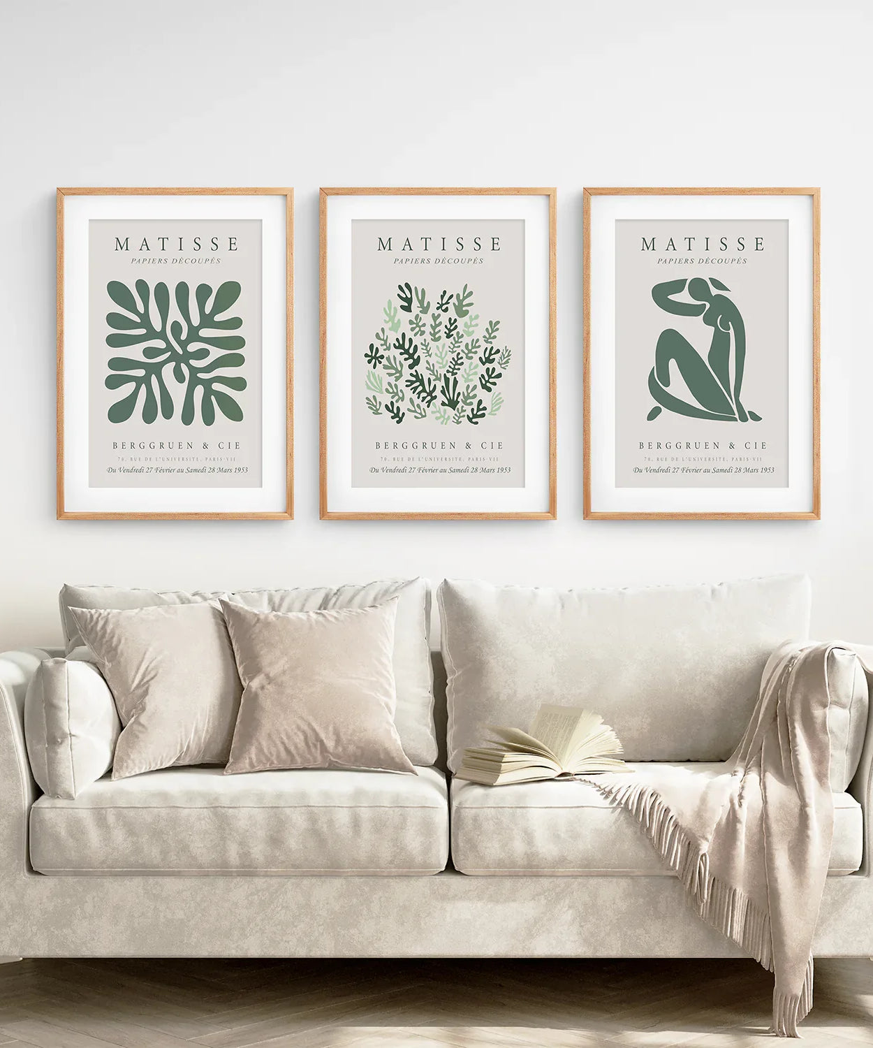 Matisse 3er-Set Wandbilder Salbeigrün