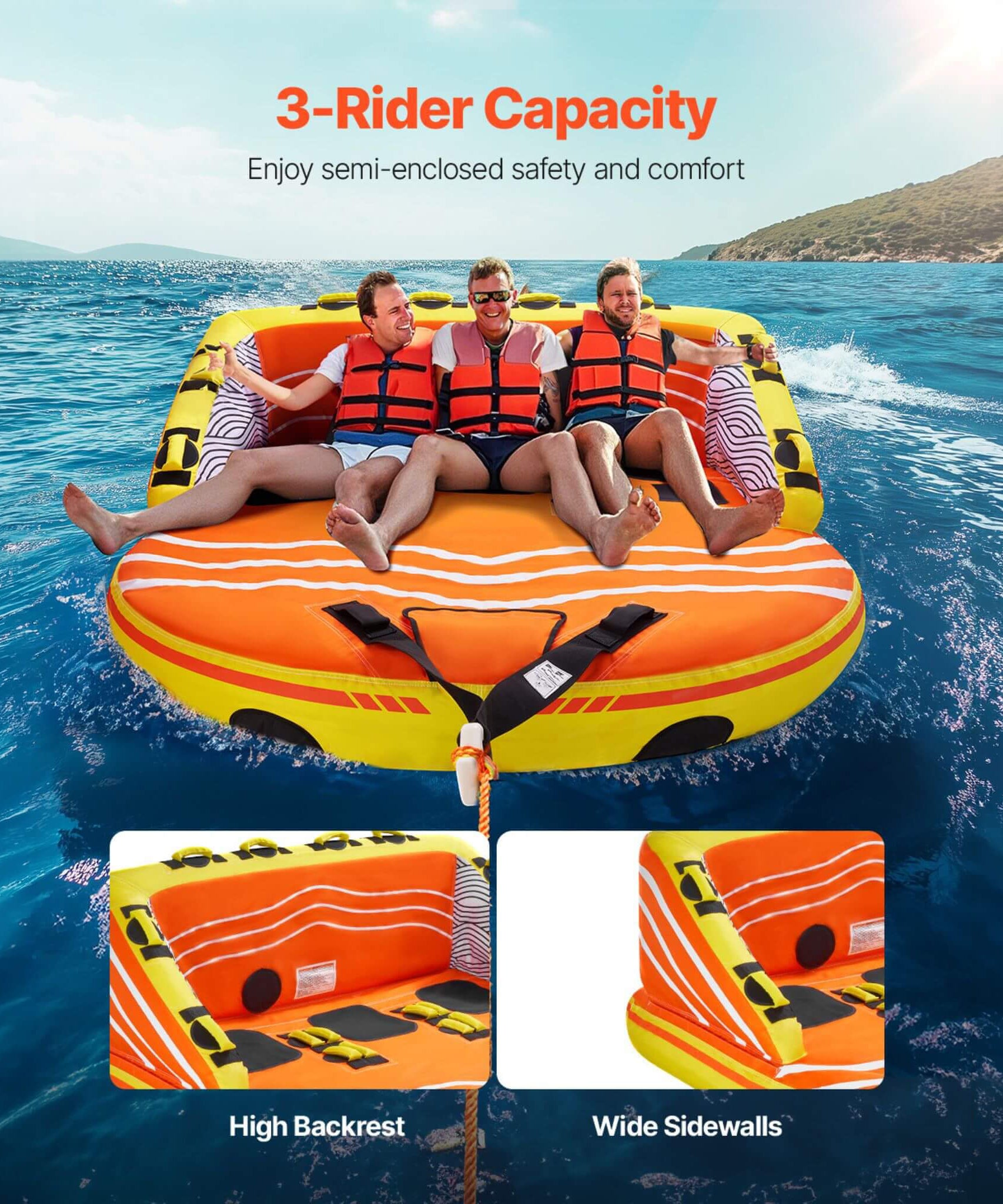 3-Person Inflatable Towable Boat Tube For Water Sports (SAK48091)