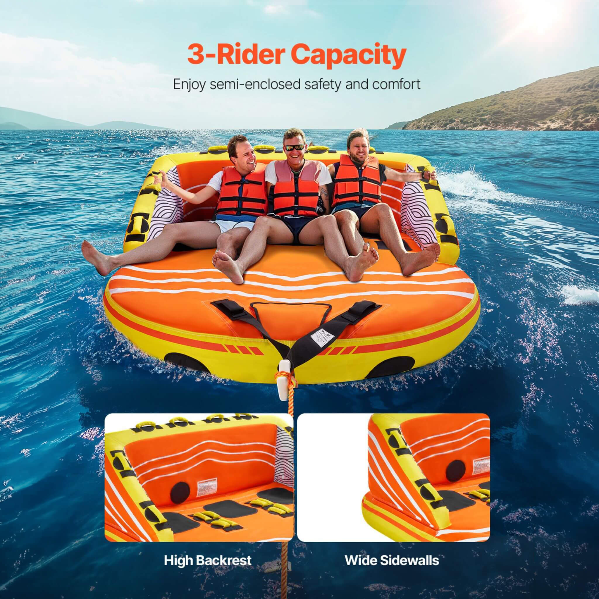 3-Person Inflatable Towable Boat Tube For Water Sports (SAK48091)