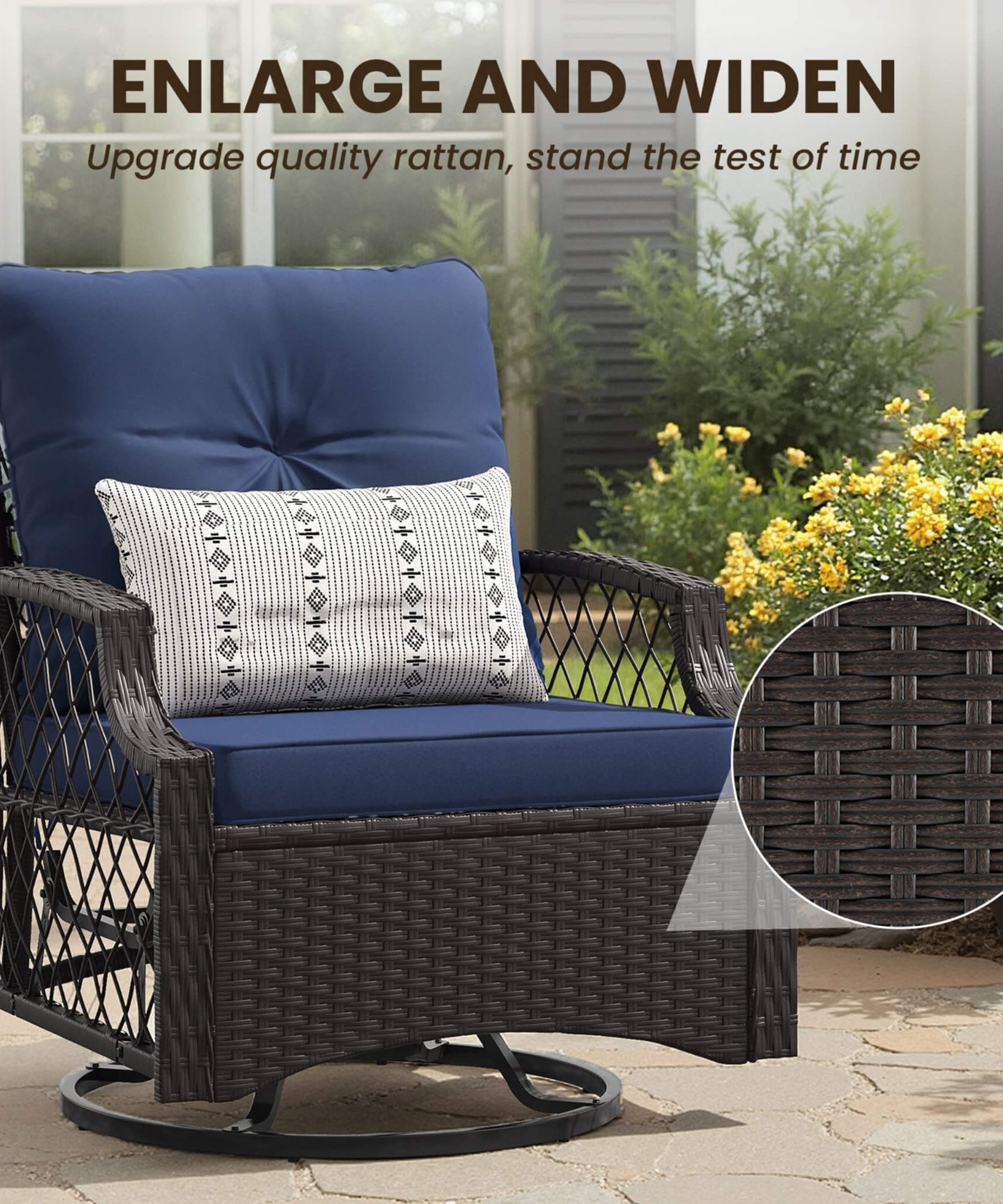 Alora 3-Piece Wicker Patio Bistro Set W/ Swivel Chairs And Table (SAK14789)
