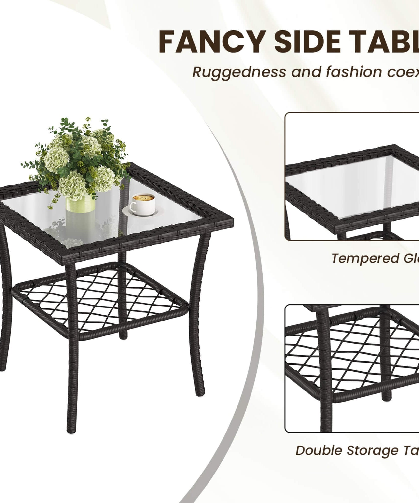 Alora 3-Piece Wicker Patio Bistro Set W/ Swivel Chairs And Table (SAK14789)