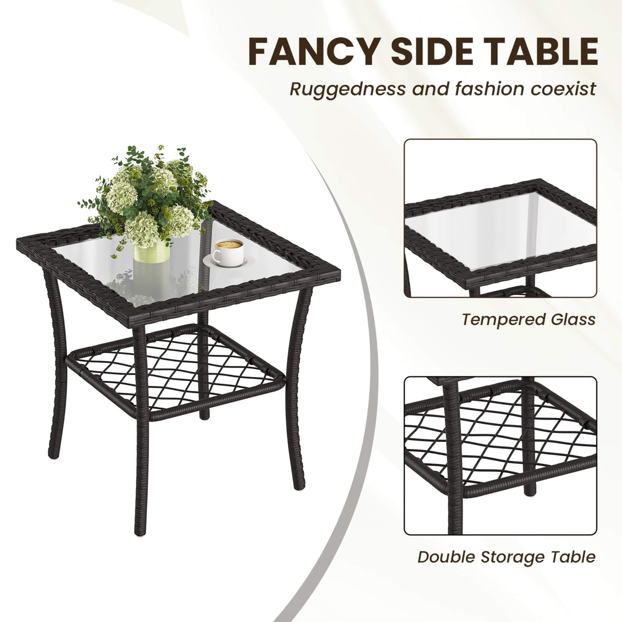 Alora 3-Piece Wicker Patio Bistro Set W/ Swivel Chairs And Table (SAK14789)