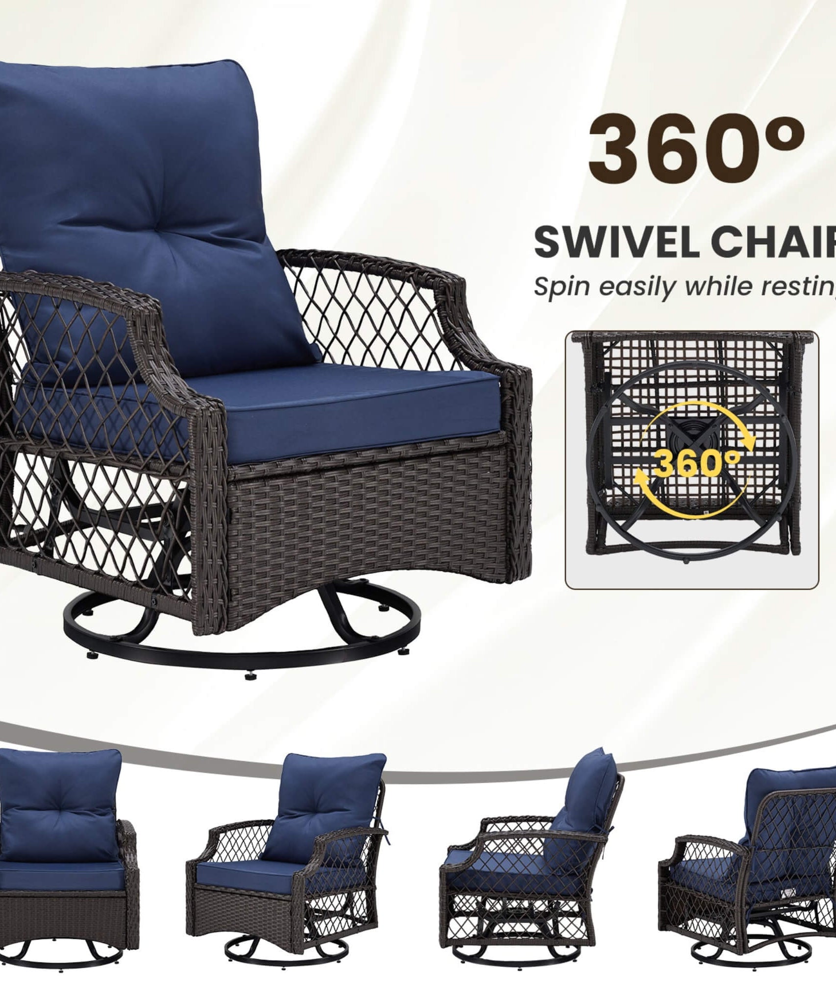 Alora 3-Piece Wicker Patio Bistro Set W/ Swivel Chairs And Table (SAK14789)