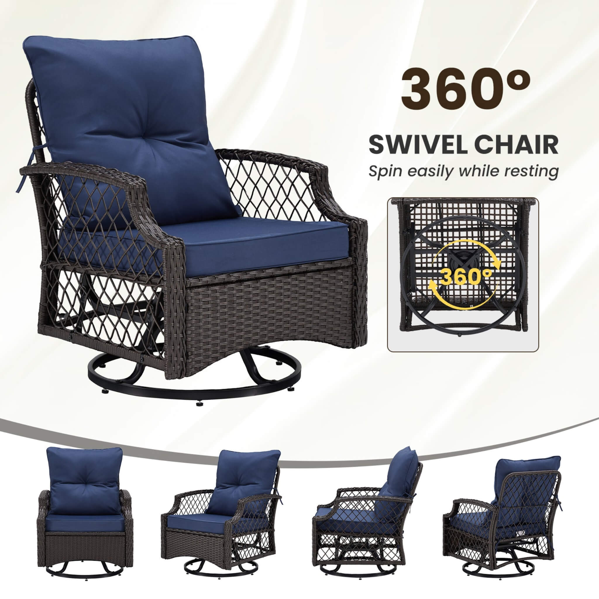Alora 3-Piece Wicker Patio Bistro Set W/ Swivel Chairs And Table (SAK14789)