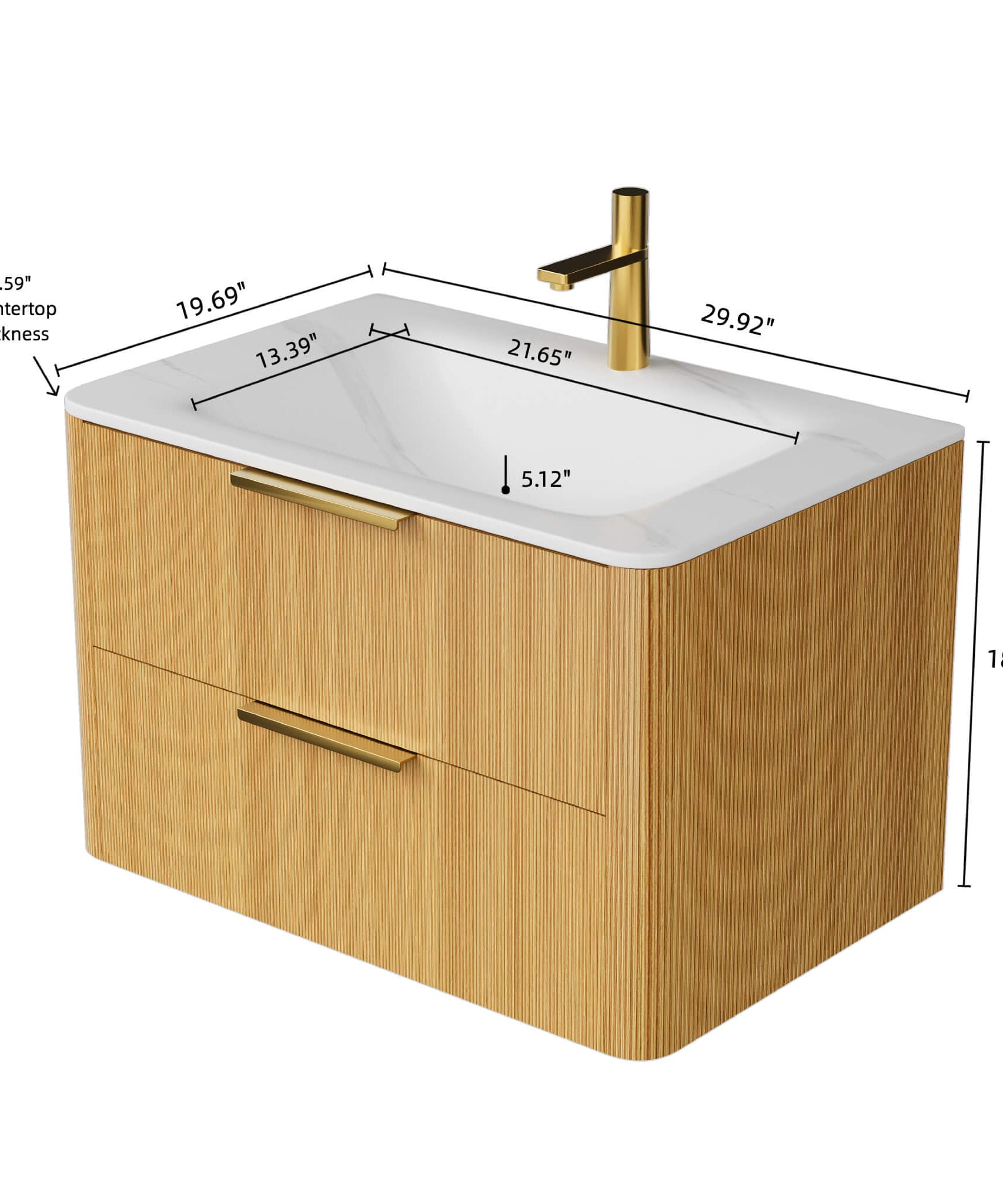 Nuvia Luxury 30/36-Inch Sintered Stone Floating Bathroom Vanity With Sink (SAK70429)