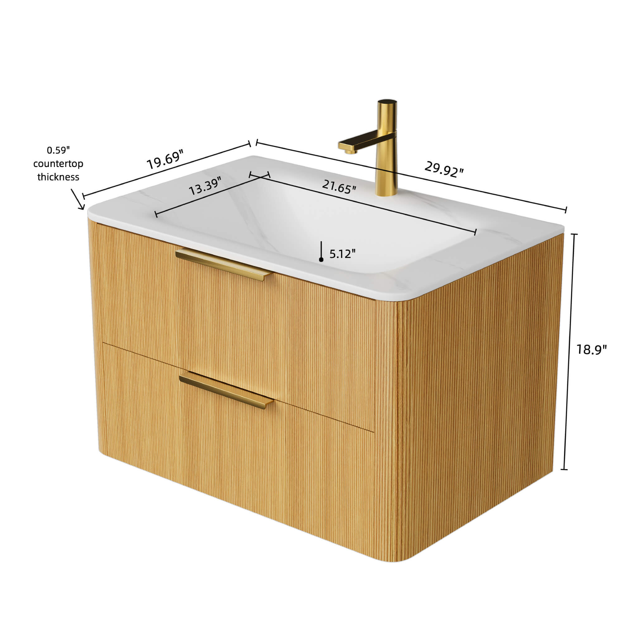 Nuvia Luxury 30/36-Inch Sintered Stone Floating Bathroom Vanity With Sink (SAK70429)