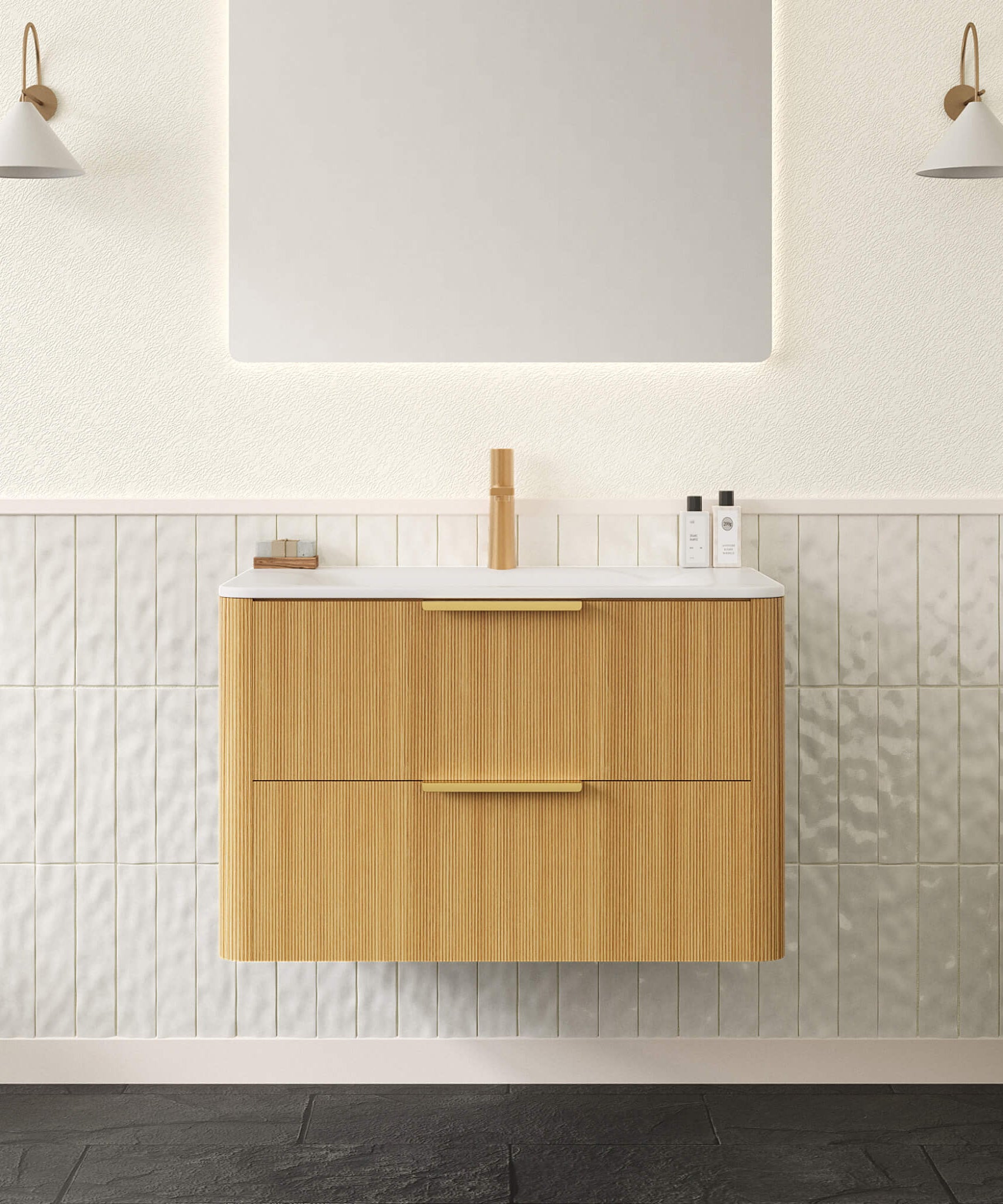 Nuvia Luxury 30/36-Inch Sintered Stone Floating Bathroom Vanity With Sink (SAK70429)