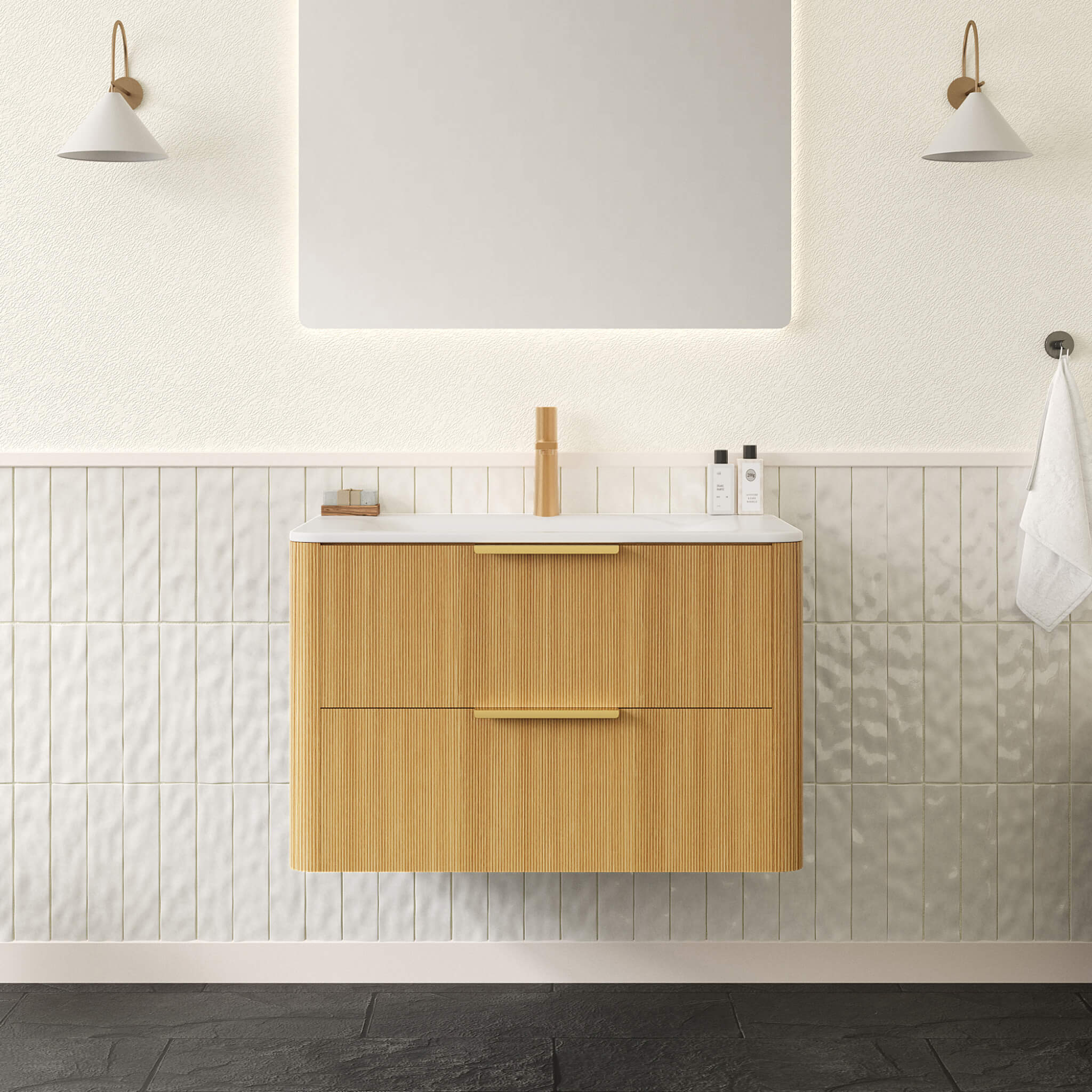 Nuvia Luxury 30/36-Inch Sintered Stone Floating Bathroom Vanity With Sink (SAK70429)