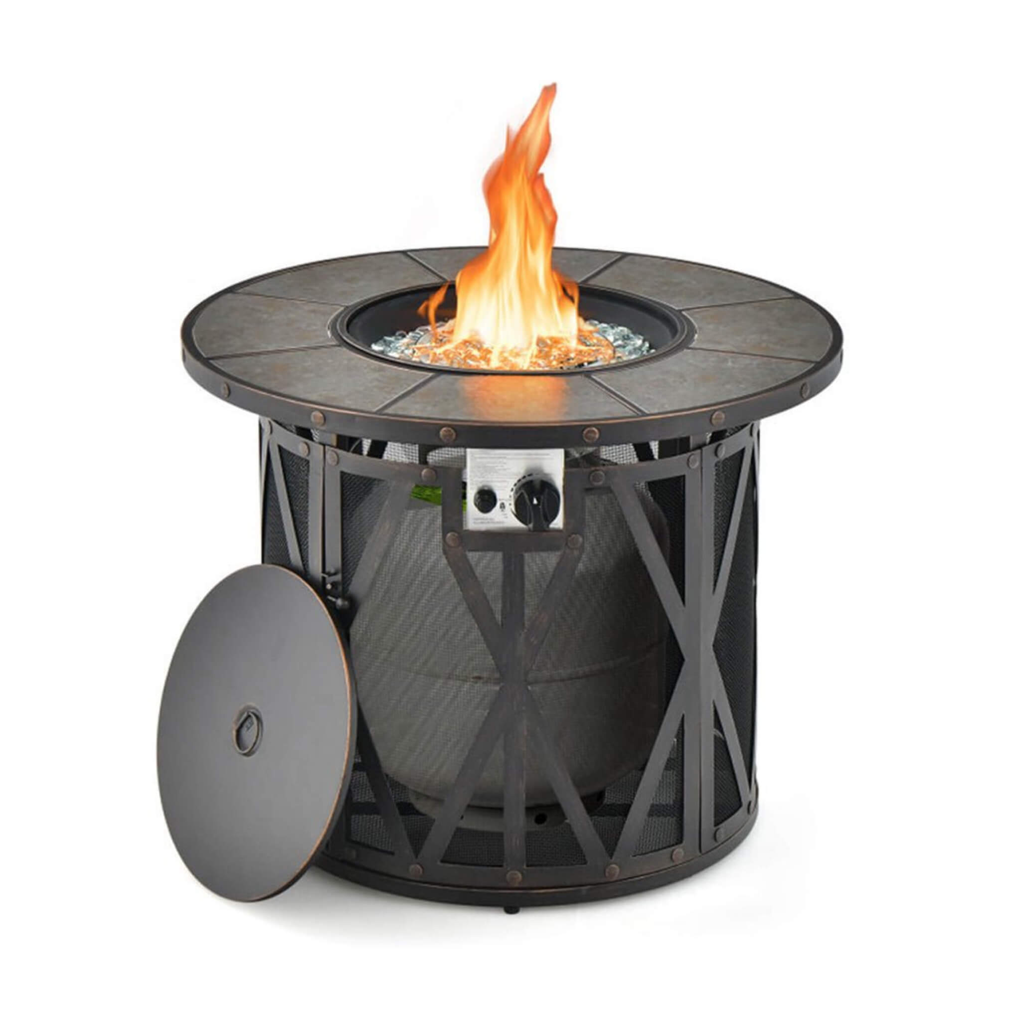 Alora 30-Inch 30K BTU Premium Outdoor Patio Gas Fire Pit Table With Fire Glass And Cover (SAK17432)
