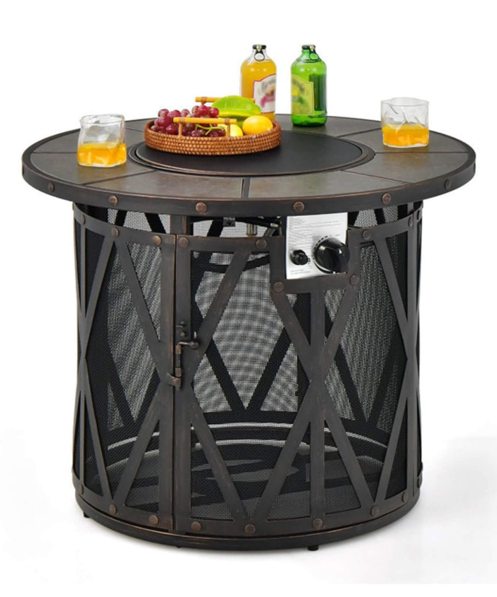 Alora 30-Inch 30K BTU Premium Outdoor Patio Gas Fire Pit Table With Fire Glass And Cover (SAK17432)