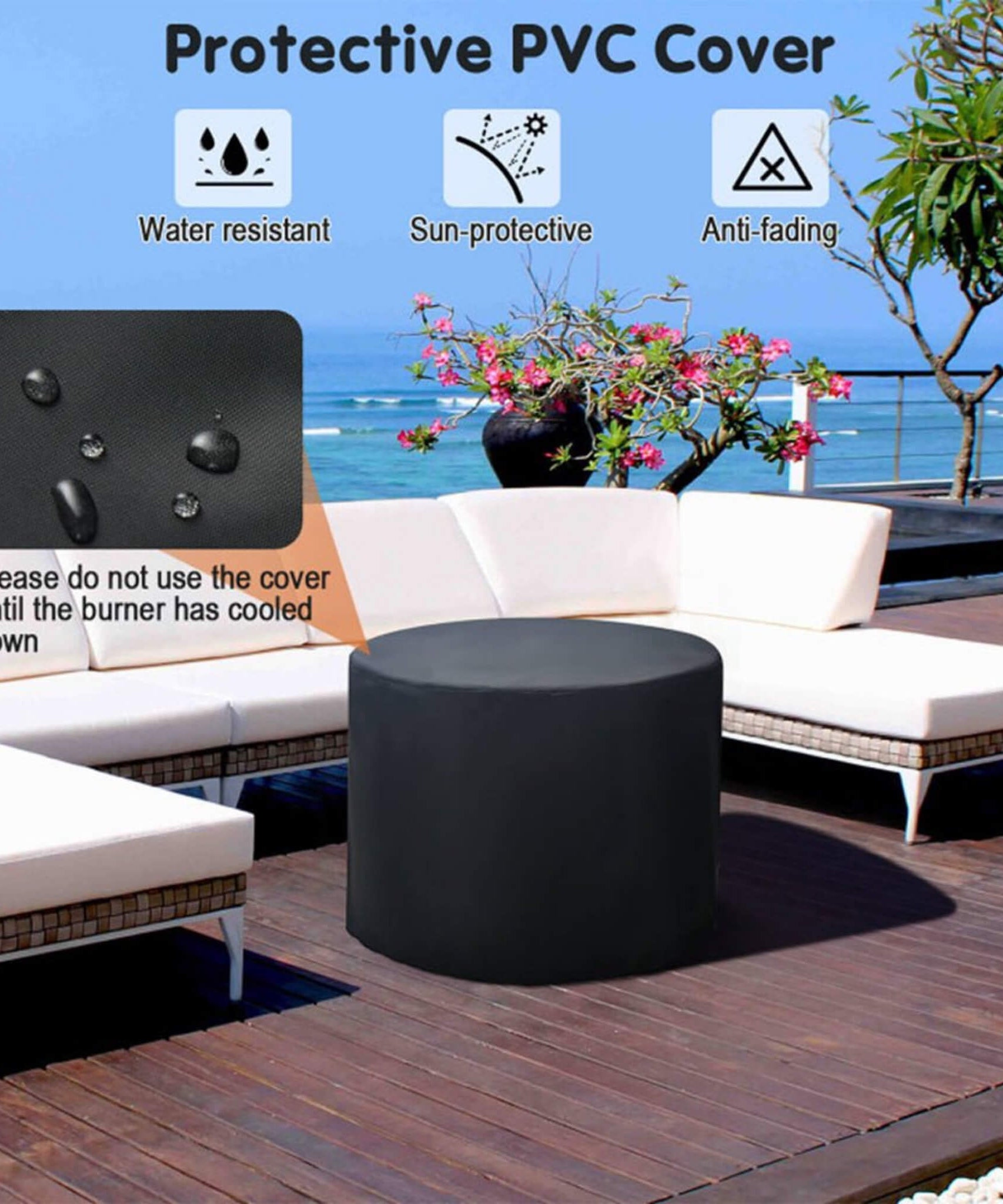 Alora 30-Inch 30K BTU Premium Outdoor Patio Gas Fire Pit Table With Fire Glass And Cover (SAK17432)
