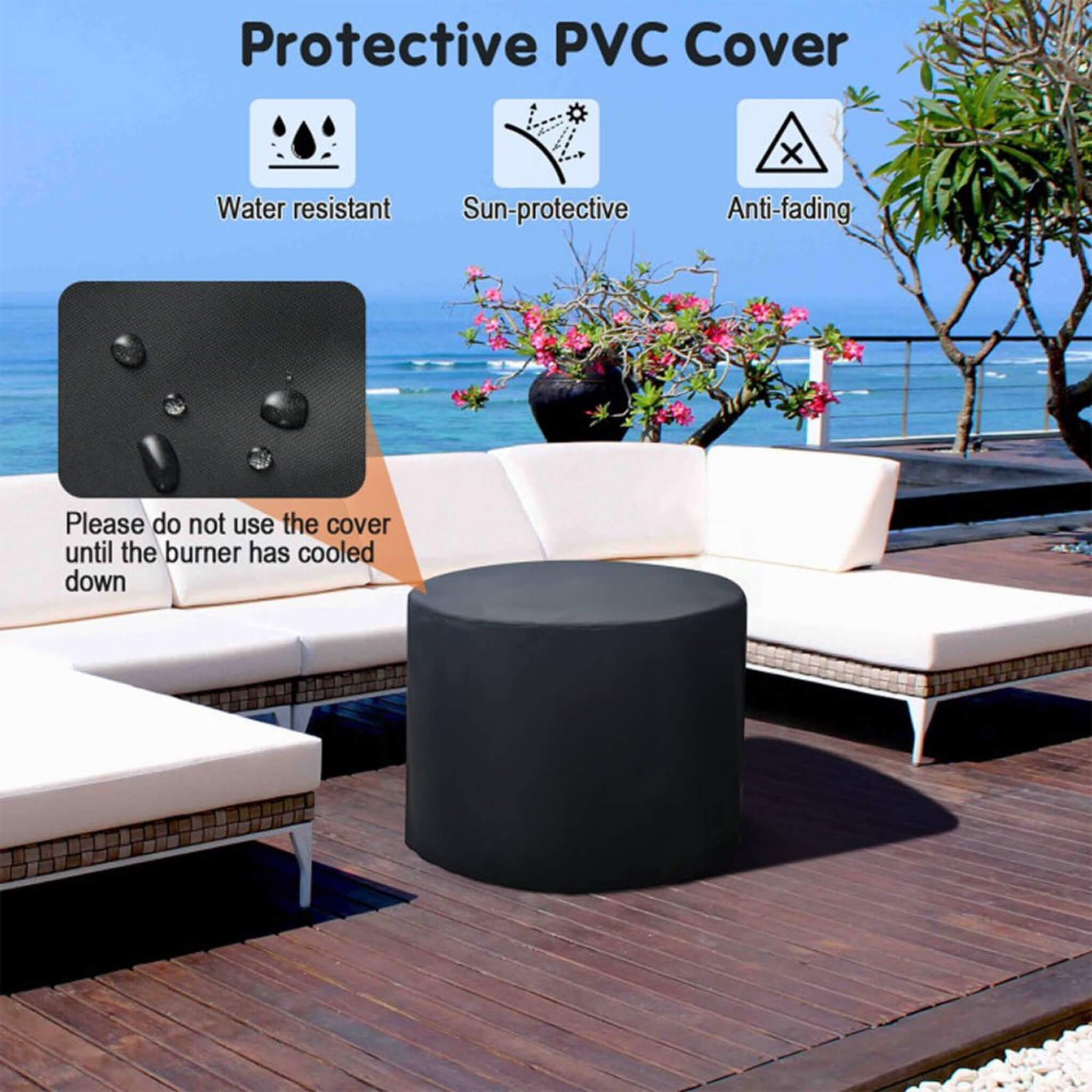 Alora 30-Inch 30K BTU Premium Outdoor Patio Gas Fire Pit Table With Fire Glass And Cover (SAK17432)