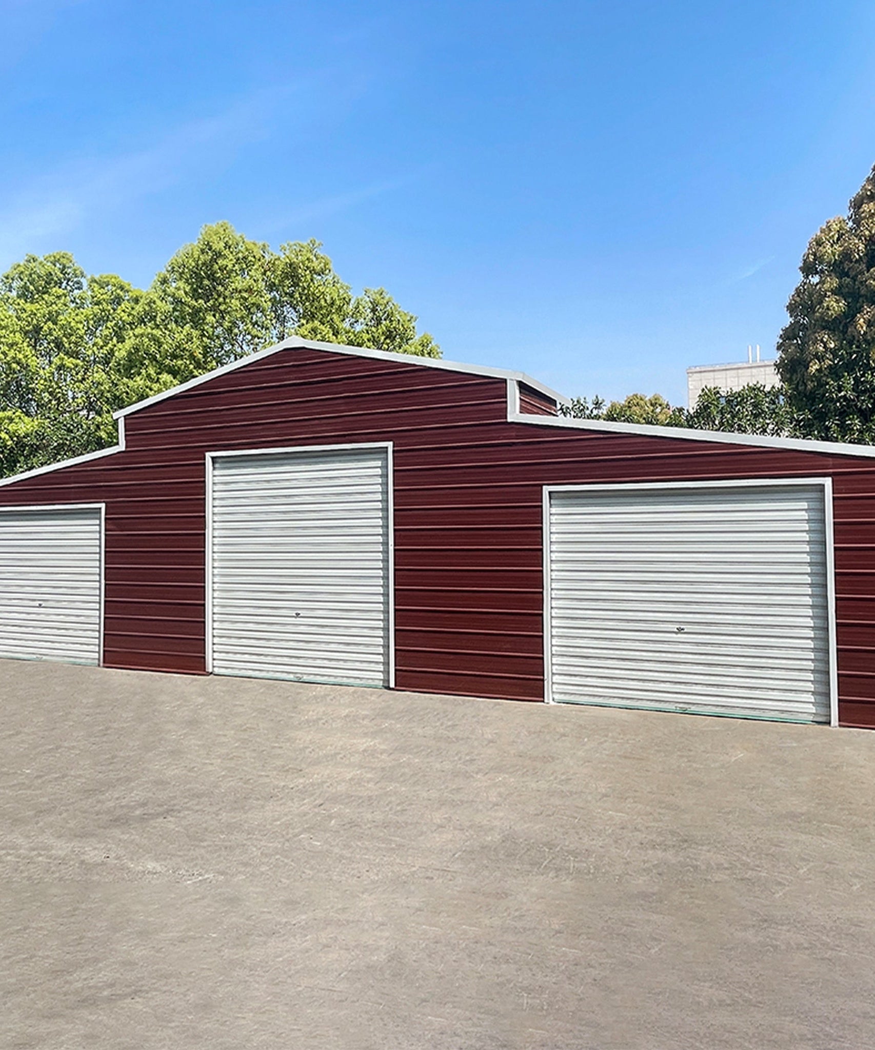 [30X42FT] Heavy-Duty All-Weather 3-Garage Galvanized Steel Storage Shed (SAK18765)