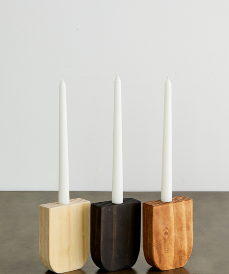 Horseshoe Wooden Pine Taper Candle Holder