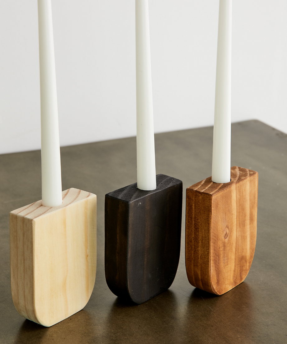 Horseshoe Wooden Pine Taper Candle Holder