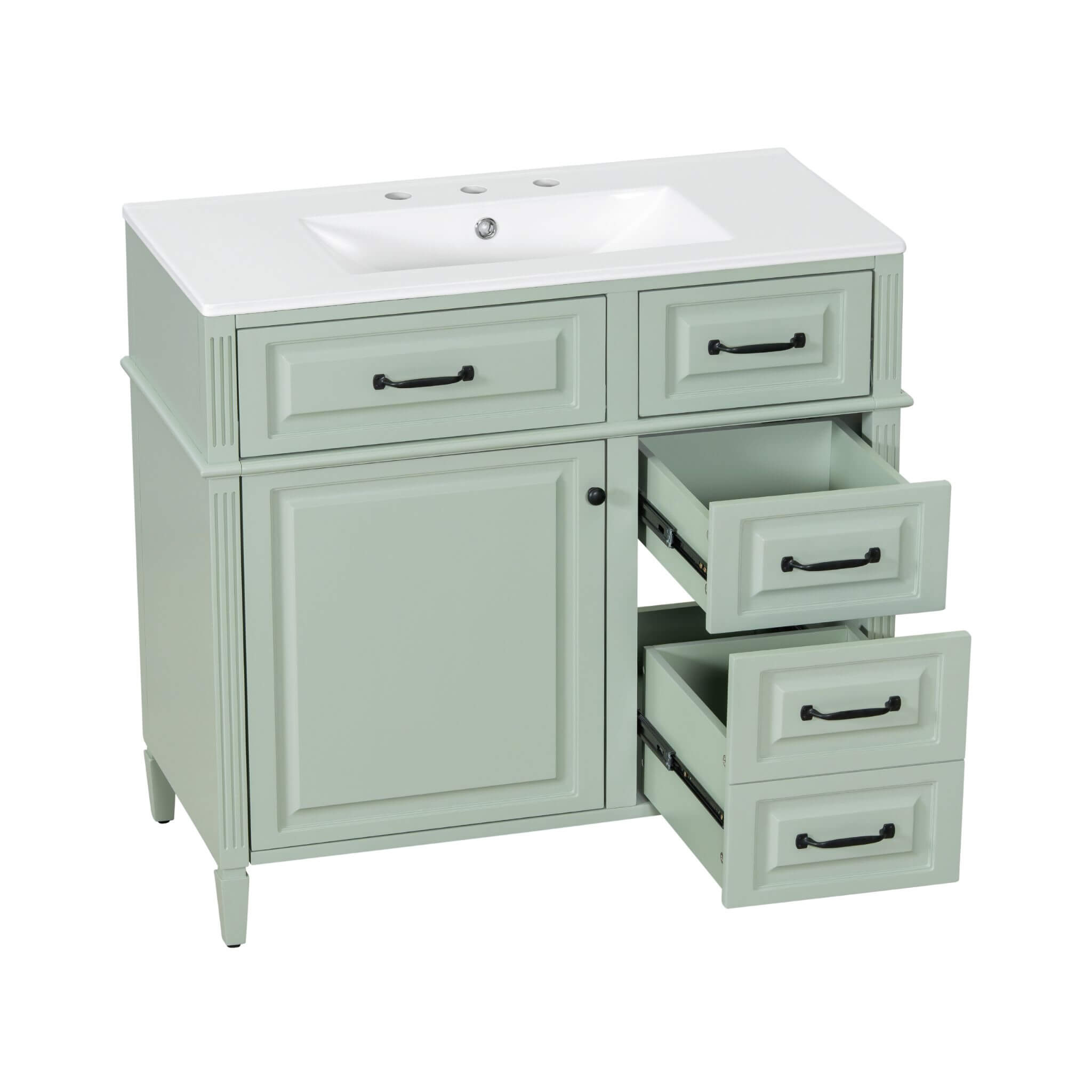 Nuvia 36-Inch Freestanding Bathroom Vanity With Ceramic Sink And Storage Cabinets [Faucet Not Included] (SAK41792)