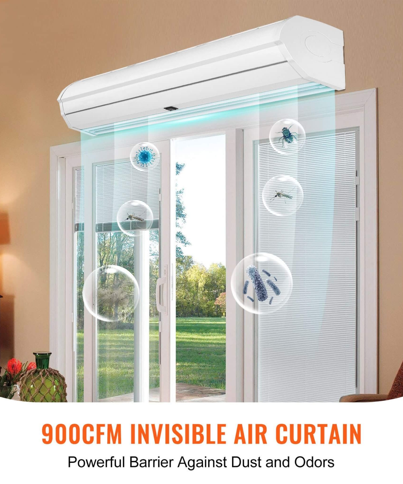 36-Inch 110V Commercial 2-Speed 900CFM Indoor Wall-Mounted Air Curtain (SAK63471)