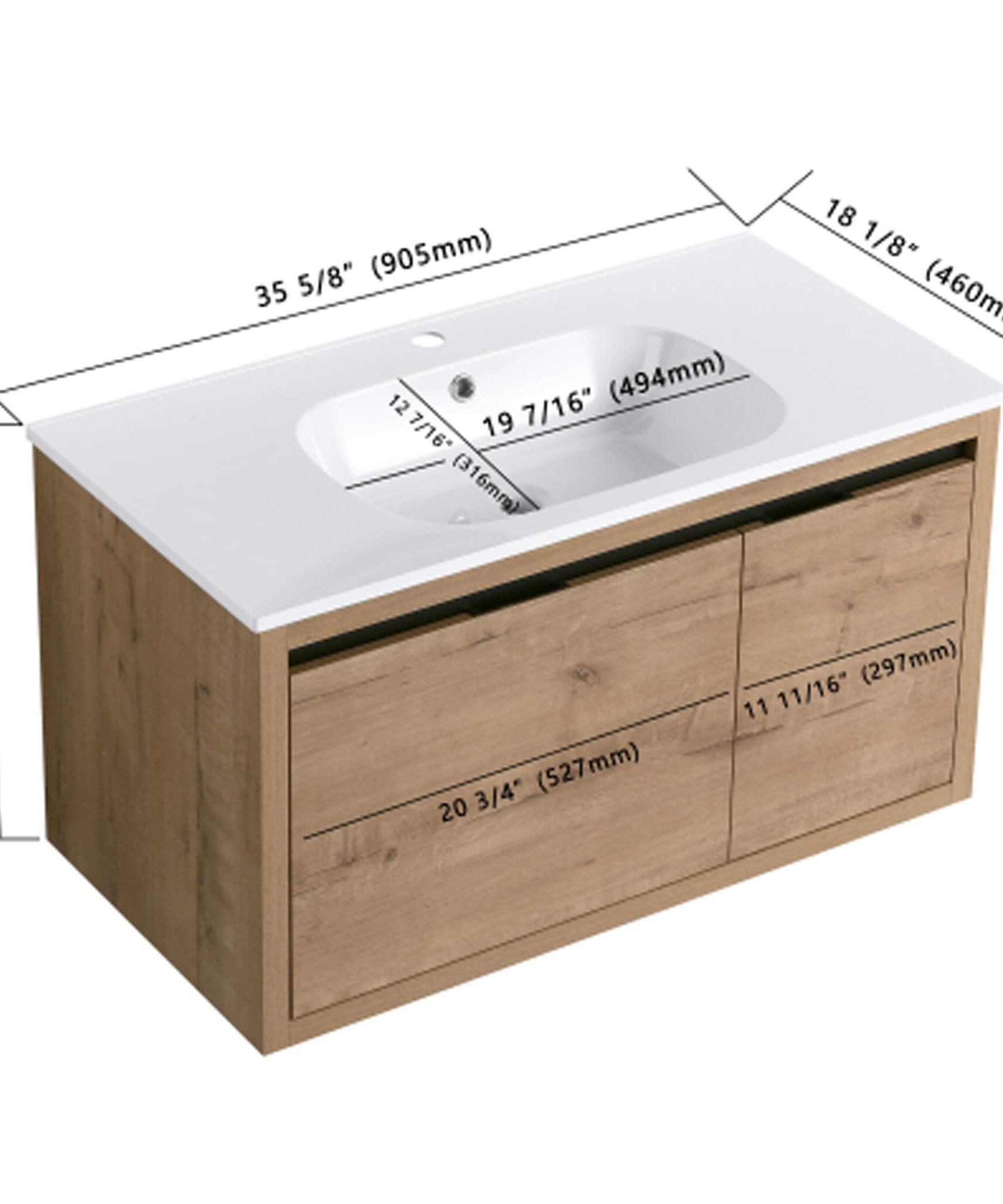 Nuvia Floating Bathroom Vanity With Resin Sink Soft Close Doors (SAK82560)
