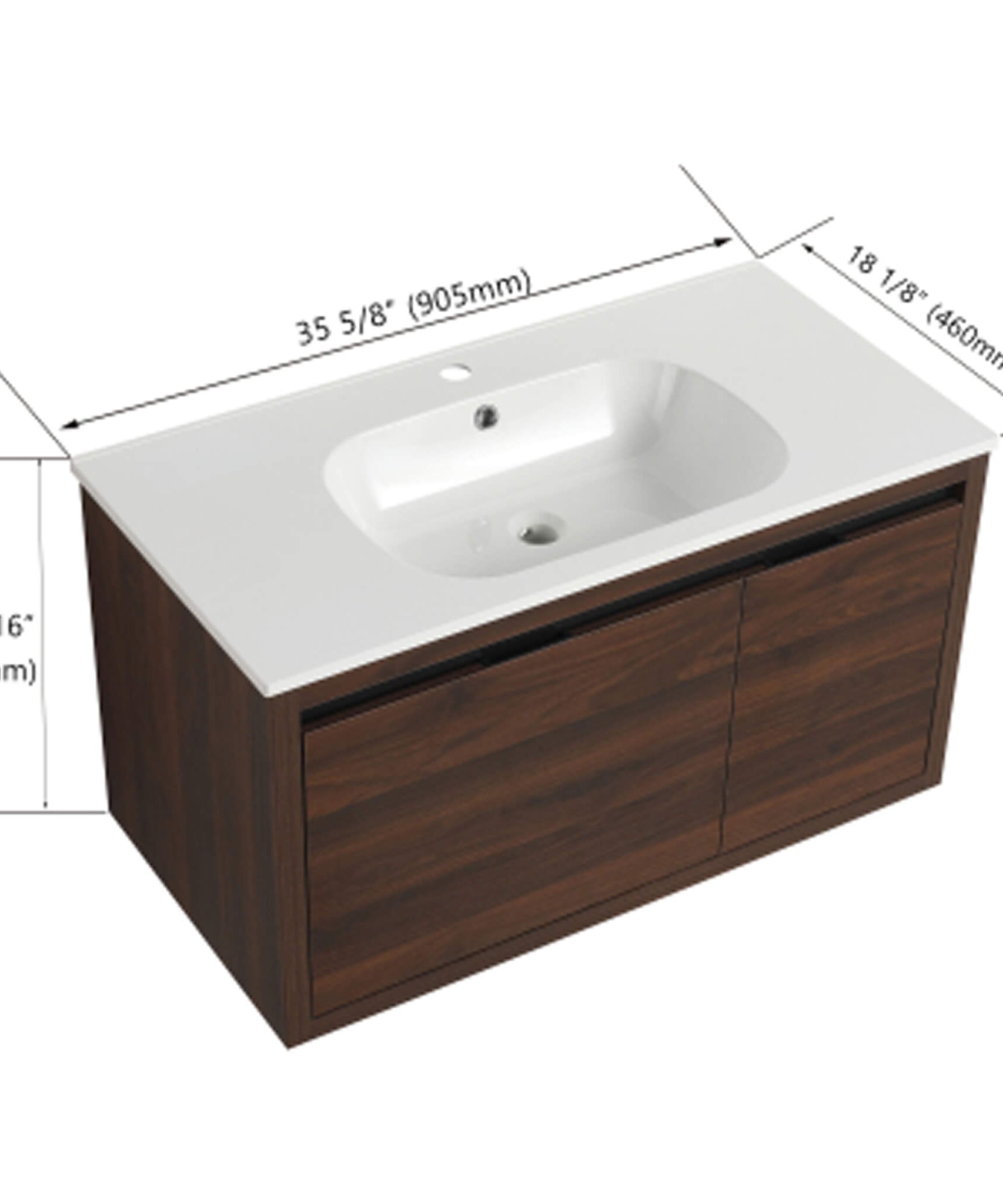Nuvia Floating Bathroom Vanity With Resin Sink Soft Close Doors (SAK82560)