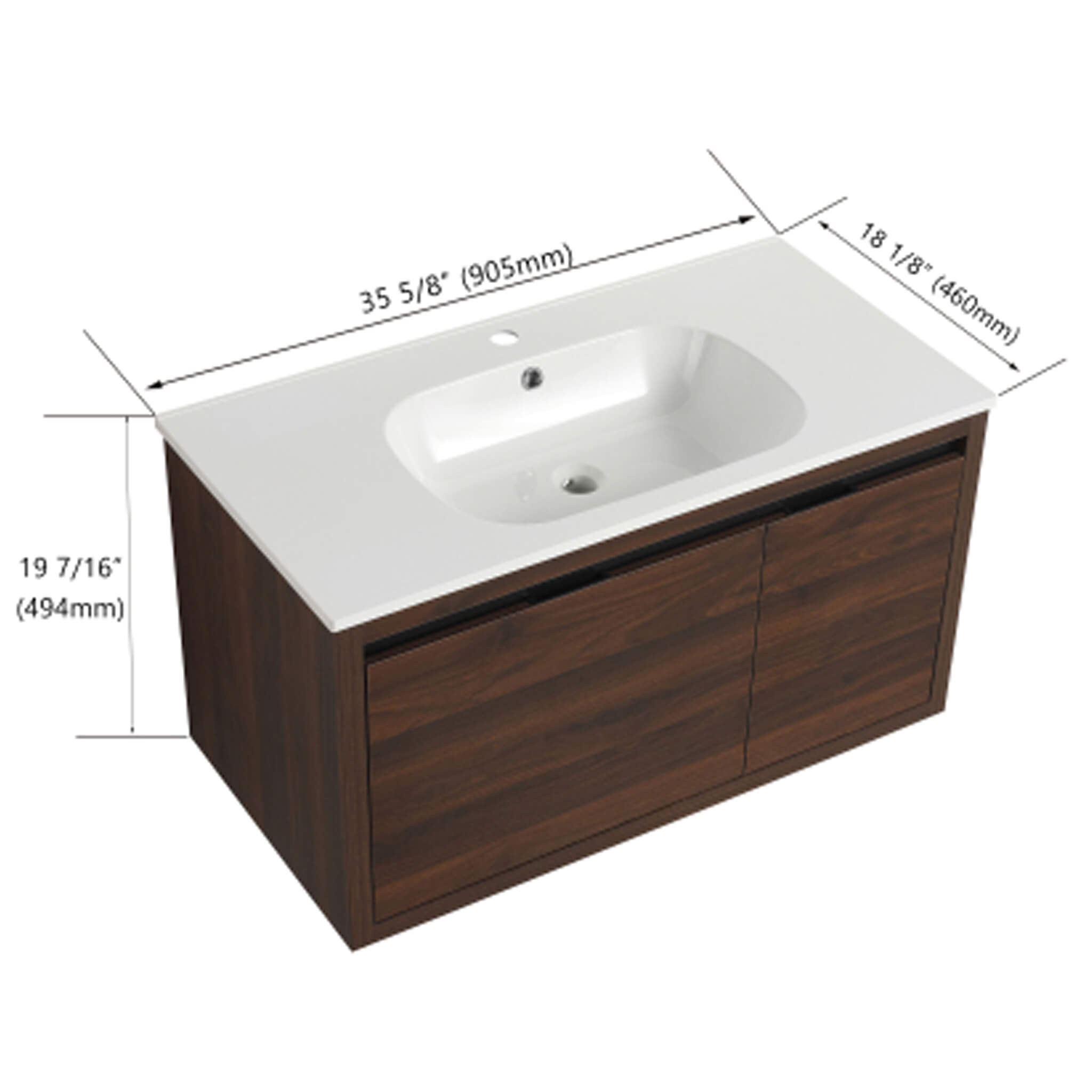 Nuvia Floating Bathroom Vanity With Resin Sink Soft Close Doors (SAK82560)