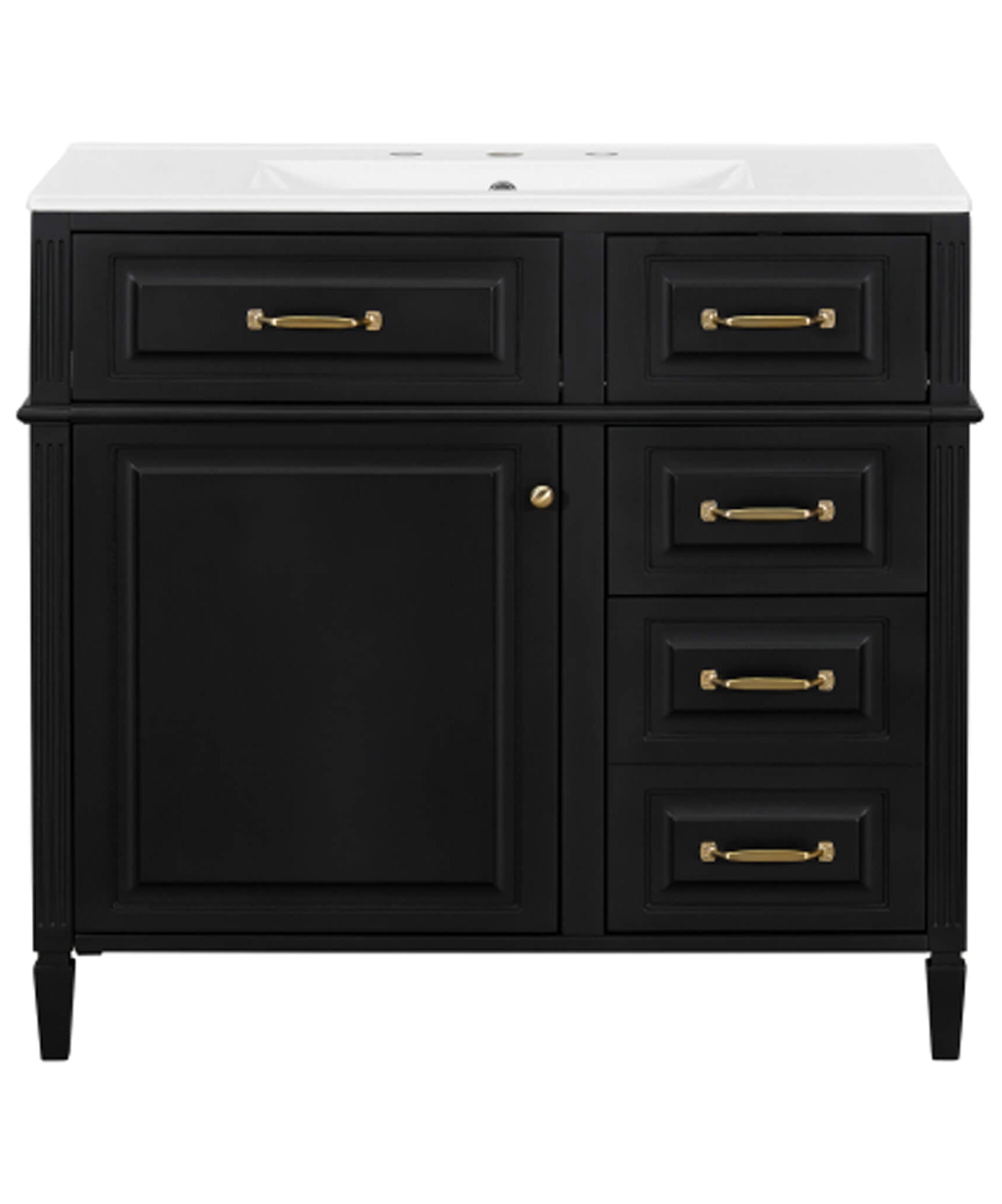 Nuvia 36-Inch Freestanding Bathroom Vanity With Ceramic Sink And Storage Cabinets [Faucet Not Included] (SAK41792)