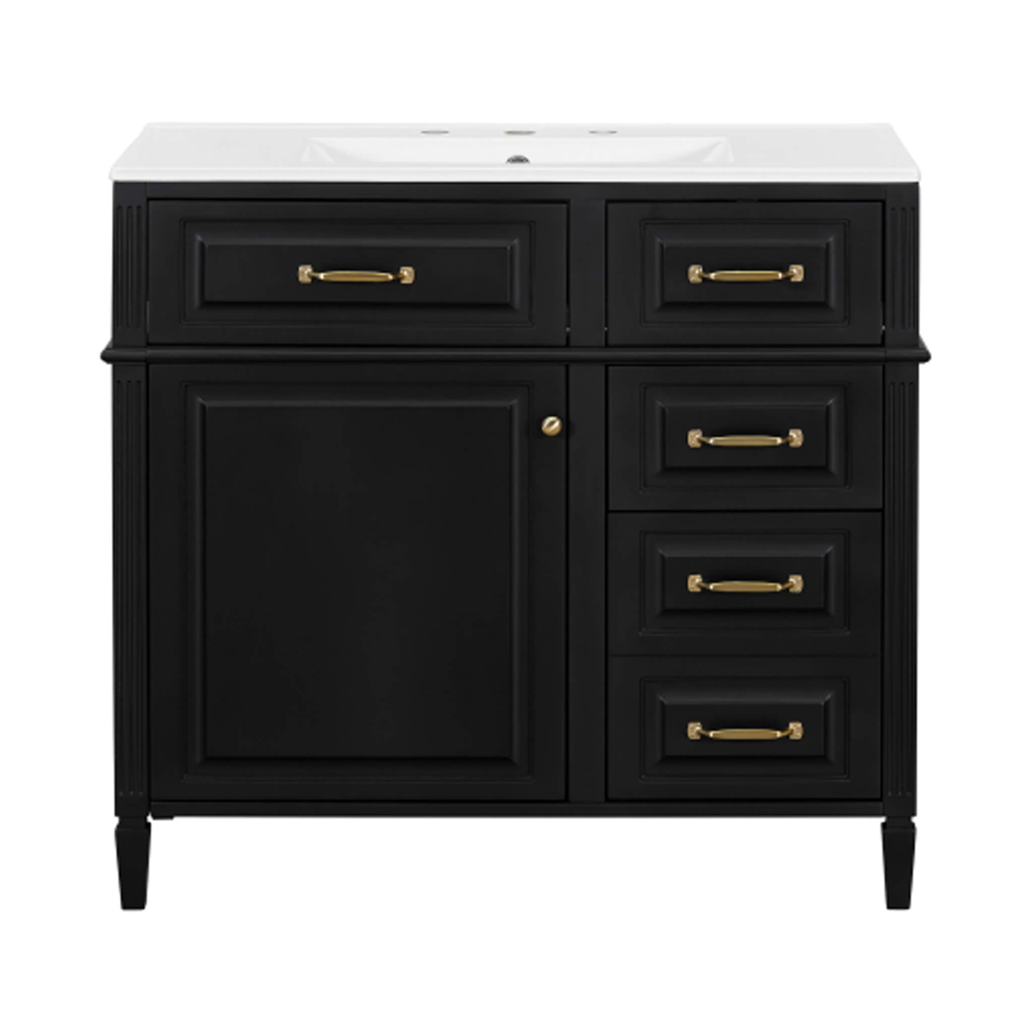 Nuvia 36-Inch Freestanding Bathroom Vanity With Ceramic Sink And Storage Cabinets [Faucet Not Included] (SAK41792)
