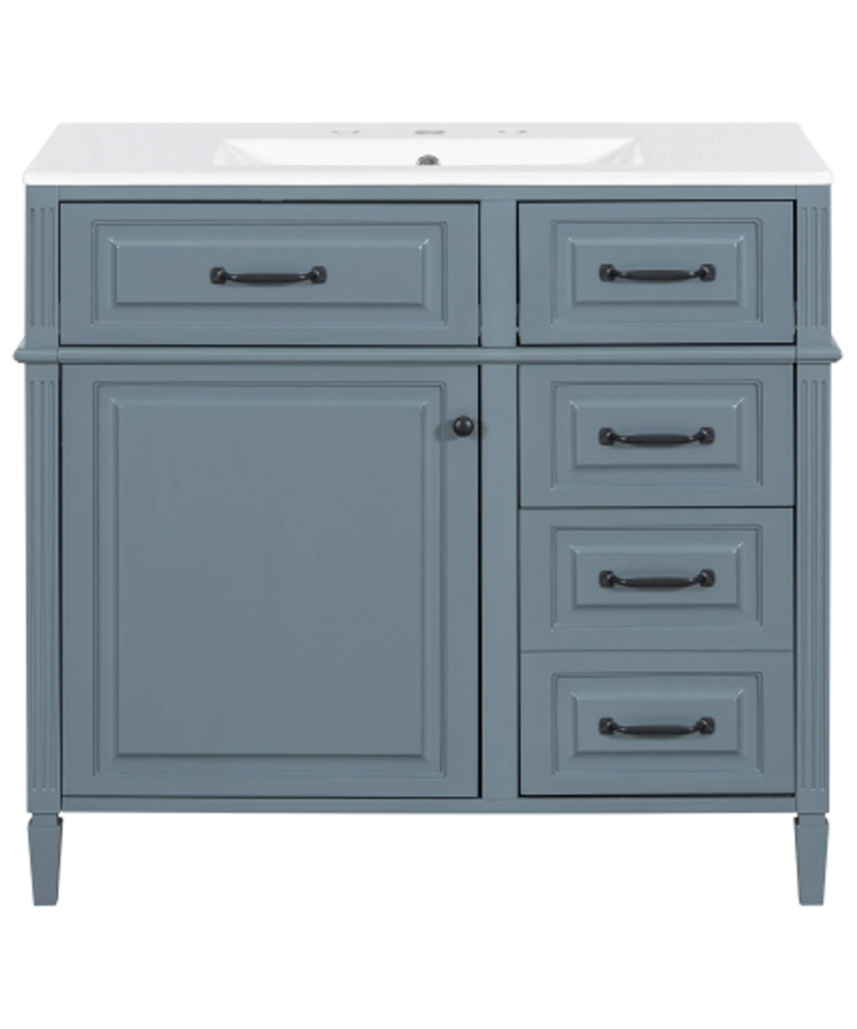 Nuvia 36-Inch Freestanding Bathroom Vanity With Ceramic Sink And Storage Cabinets [Faucet Not Included] (SAK41792)