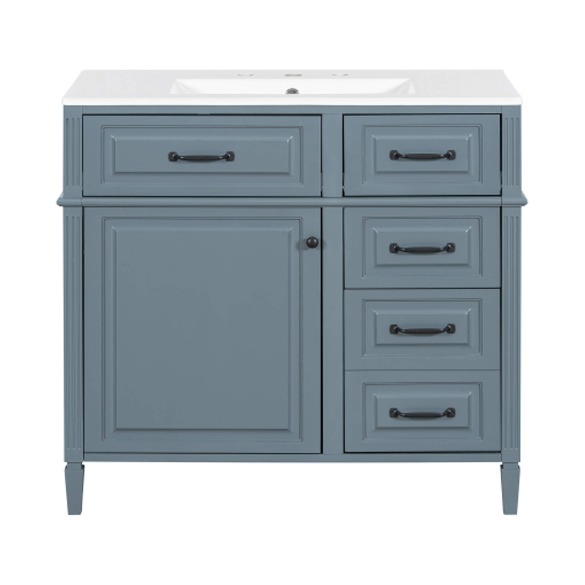 Nuvia 36-Inch Freestanding Bathroom Vanity With Ceramic Sink And Storage Cabinets [Faucet Not Included] (SAK41792)