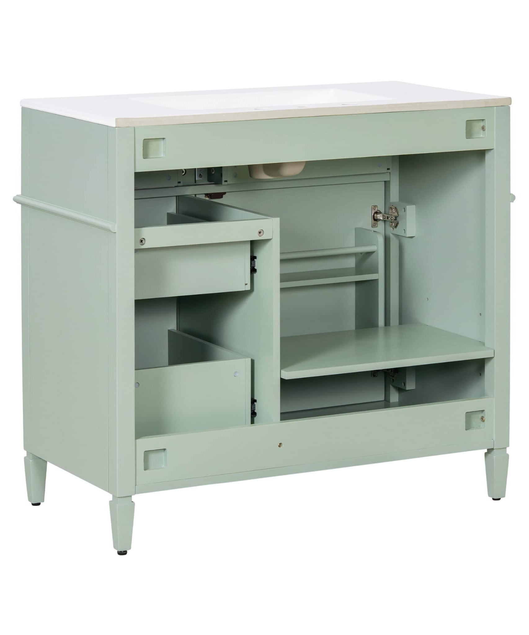Nuvia 36-Inch Freestanding Bathroom Vanity With Ceramic Sink And Storage Cabinets [Faucet Not Included] (SAK41792)