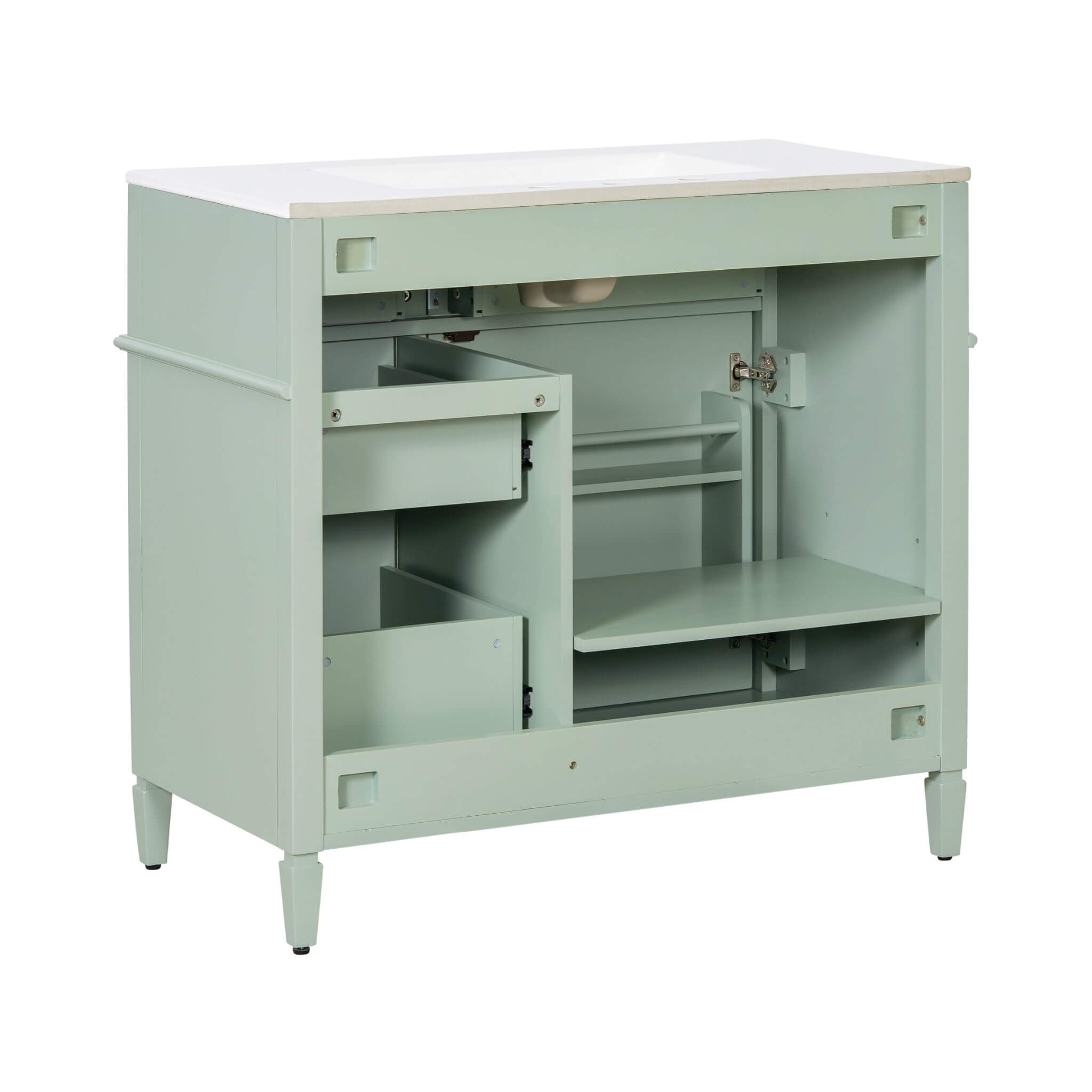 Nuvia 36-Inch Freestanding Bathroom Vanity With Ceramic Sink And Storage Cabinets [Faucet Not Included] (SAK41792)