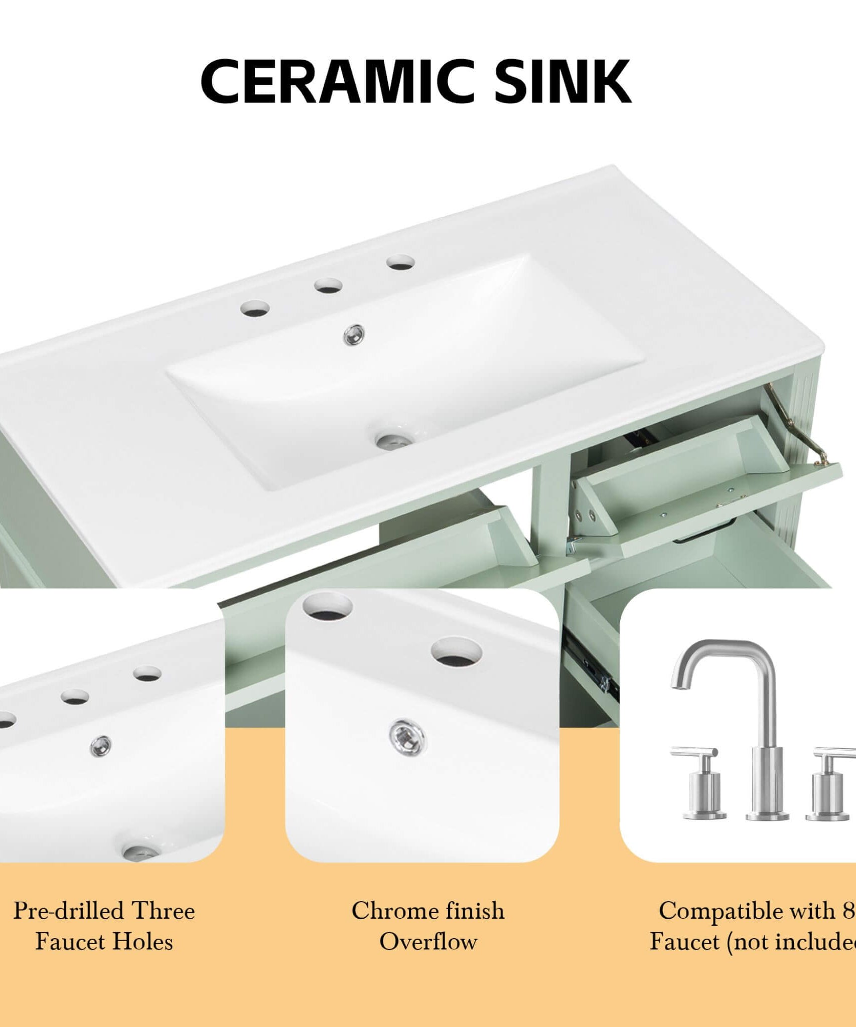 Nuvia 36-Inch Freestanding Bathroom Vanity With Ceramic Sink And Storage Cabinets [Faucet Not Included] (SAK41792)