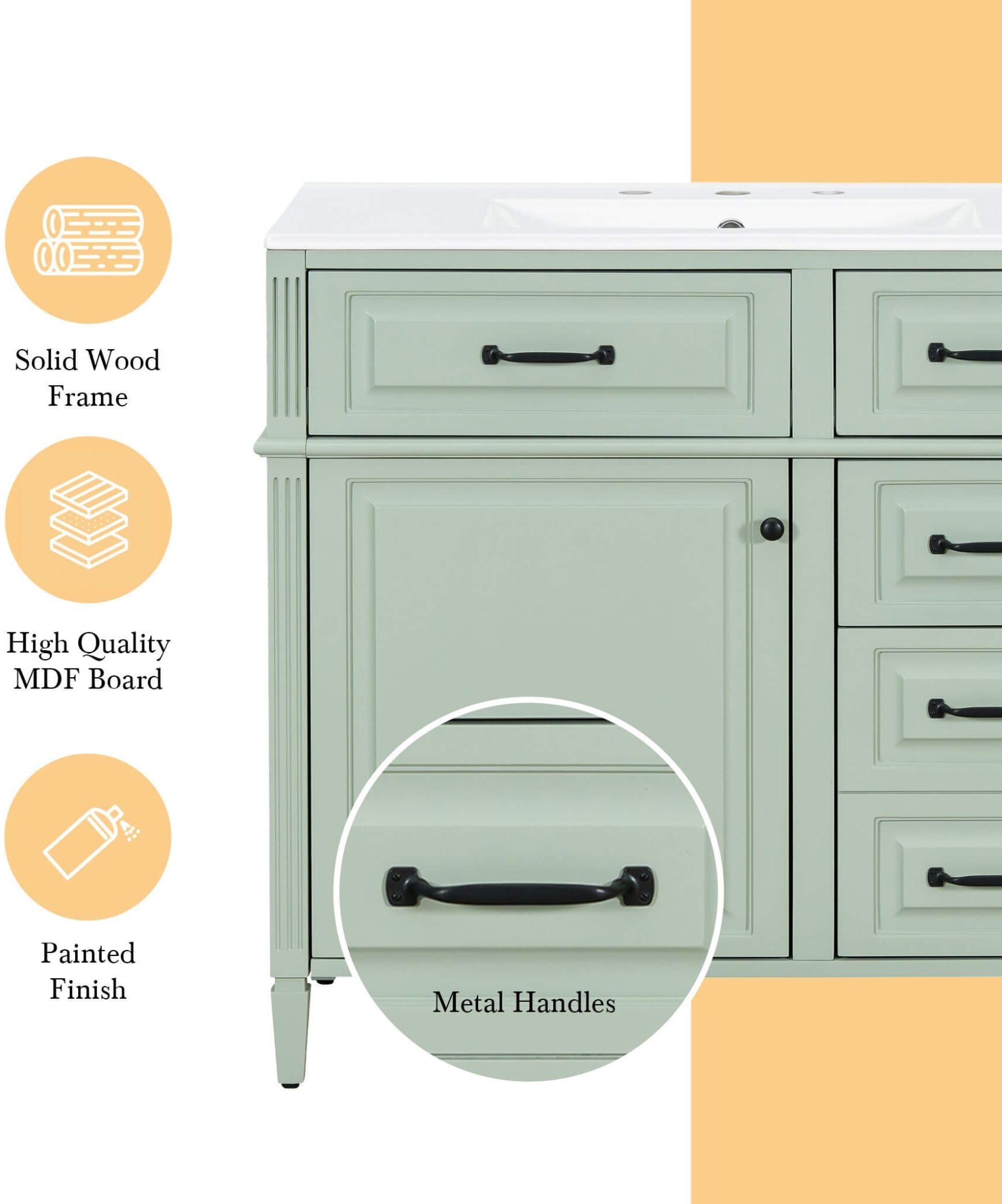 Nuvia 36-Inch Freestanding Bathroom Vanity With Ceramic Sink And Storage Cabinets [Faucet Not Included] (SAK41792)