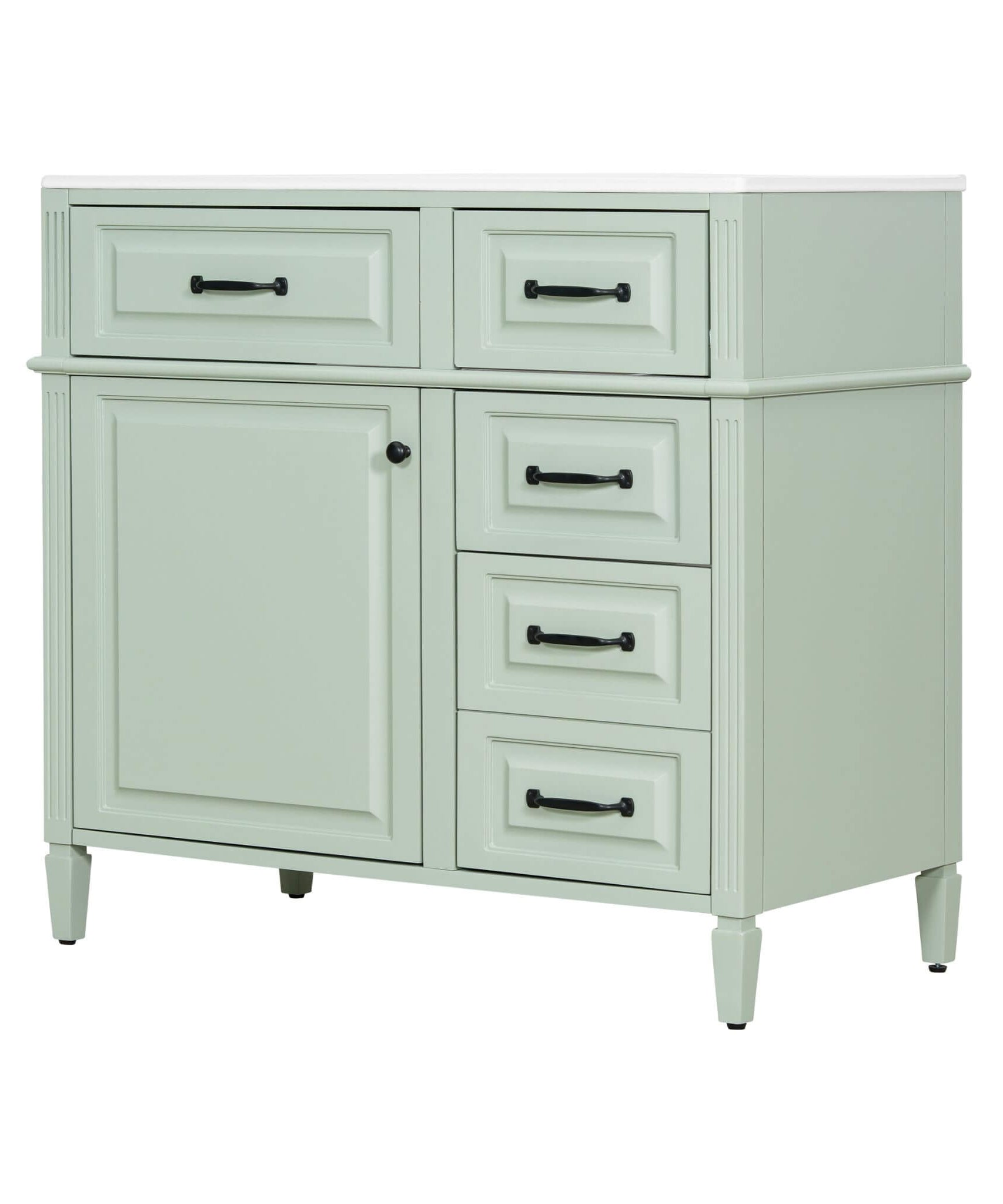 Nuvia 36-Inch Freestanding Bathroom Vanity With Ceramic Sink And Storage Cabinets [Faucet Not Included] (SAK41792)