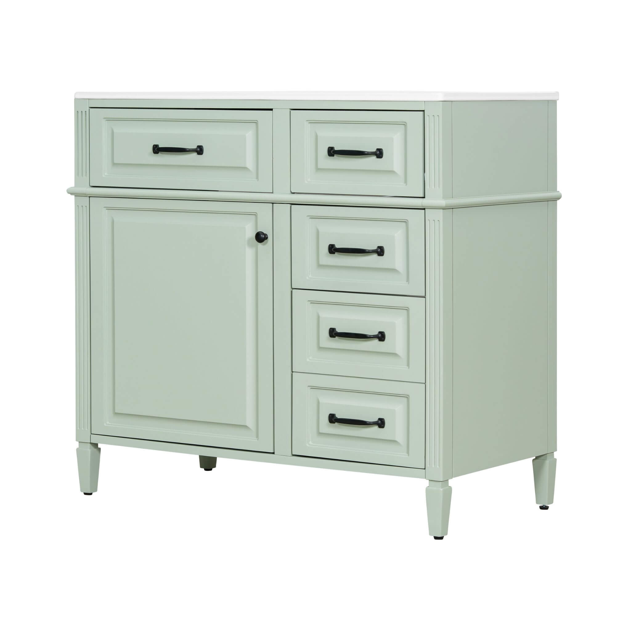 Nuvia 36-Inch Freestanding Bathroom Vanity With Ceramic Sink And Storage Cabinets [Faucet Not Included] (SAK41792)
