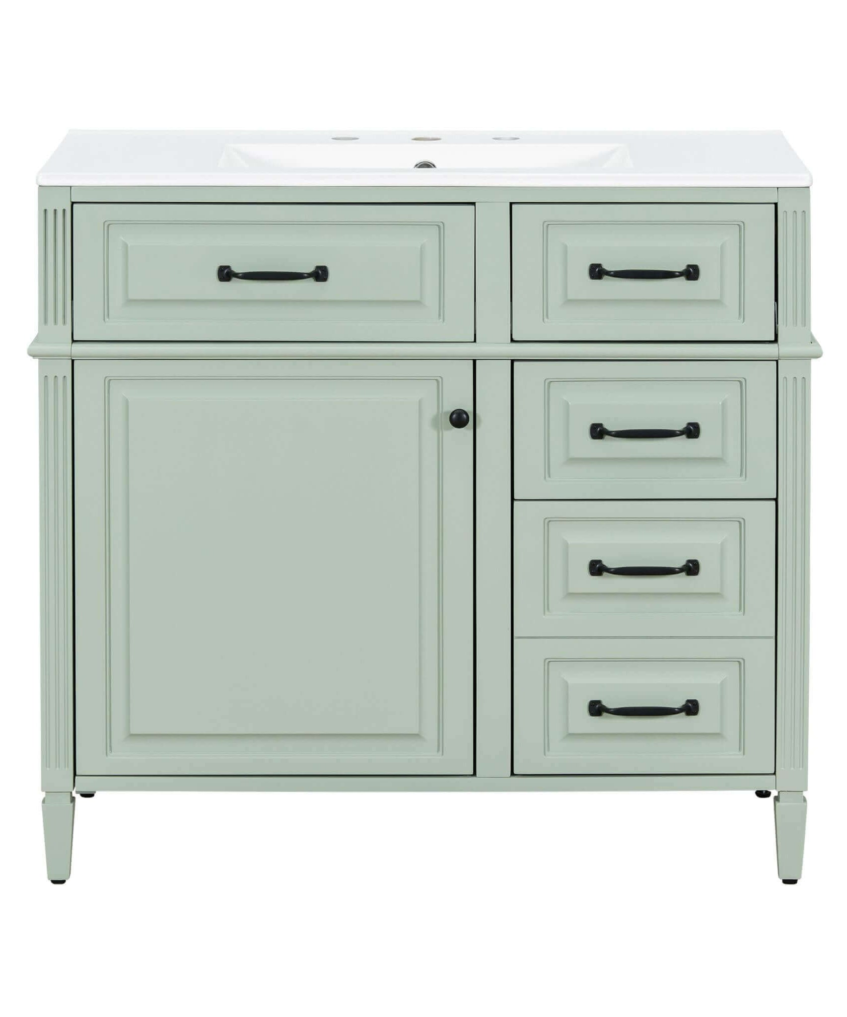 Nuvia 36-Inch Freestanding Bathroom Vanity With Ceramic Sink And Storage Cabinets [Faucet Not Included] (SAK41792)