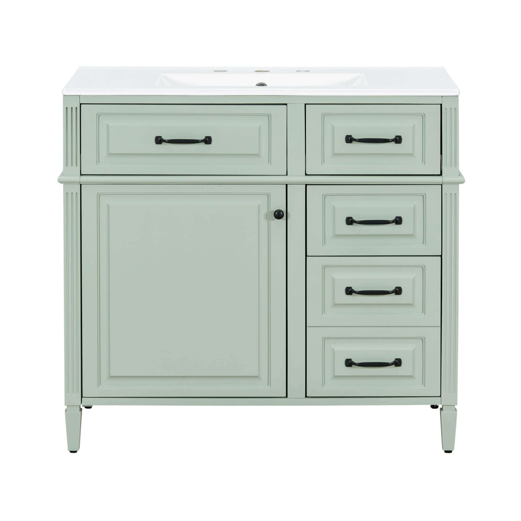 Nuvia 36-Inch Freestanding Bathroom Vanity With Ceramic Sink And Storage Cabinets [Faucet Not Included] (SAK41792)
