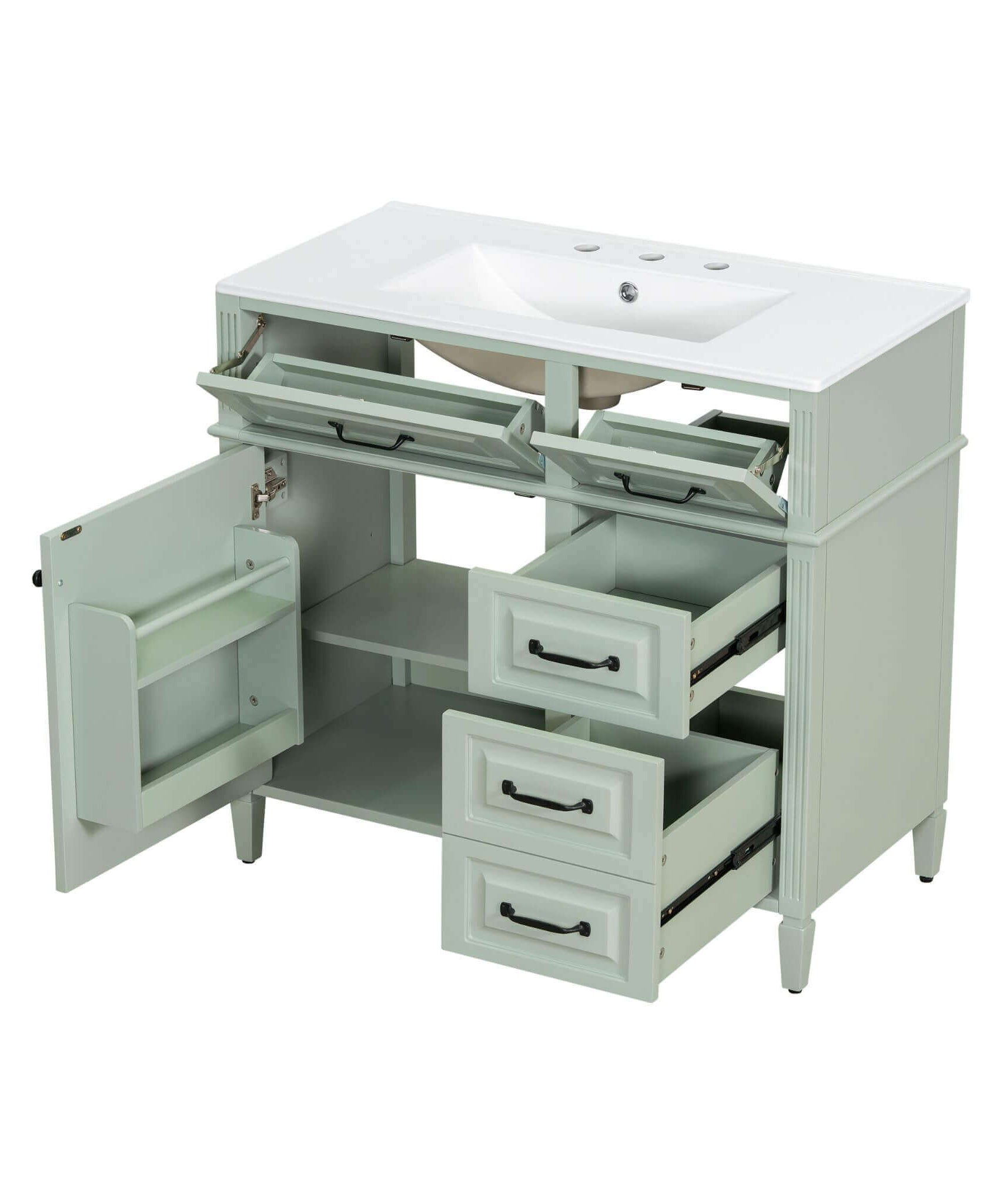 Nuvia 36-Inch Freestanding Bathroom Vanity With Ceramic Sink And Storage Cabinets [Faucet Not Included] (SAK41792)