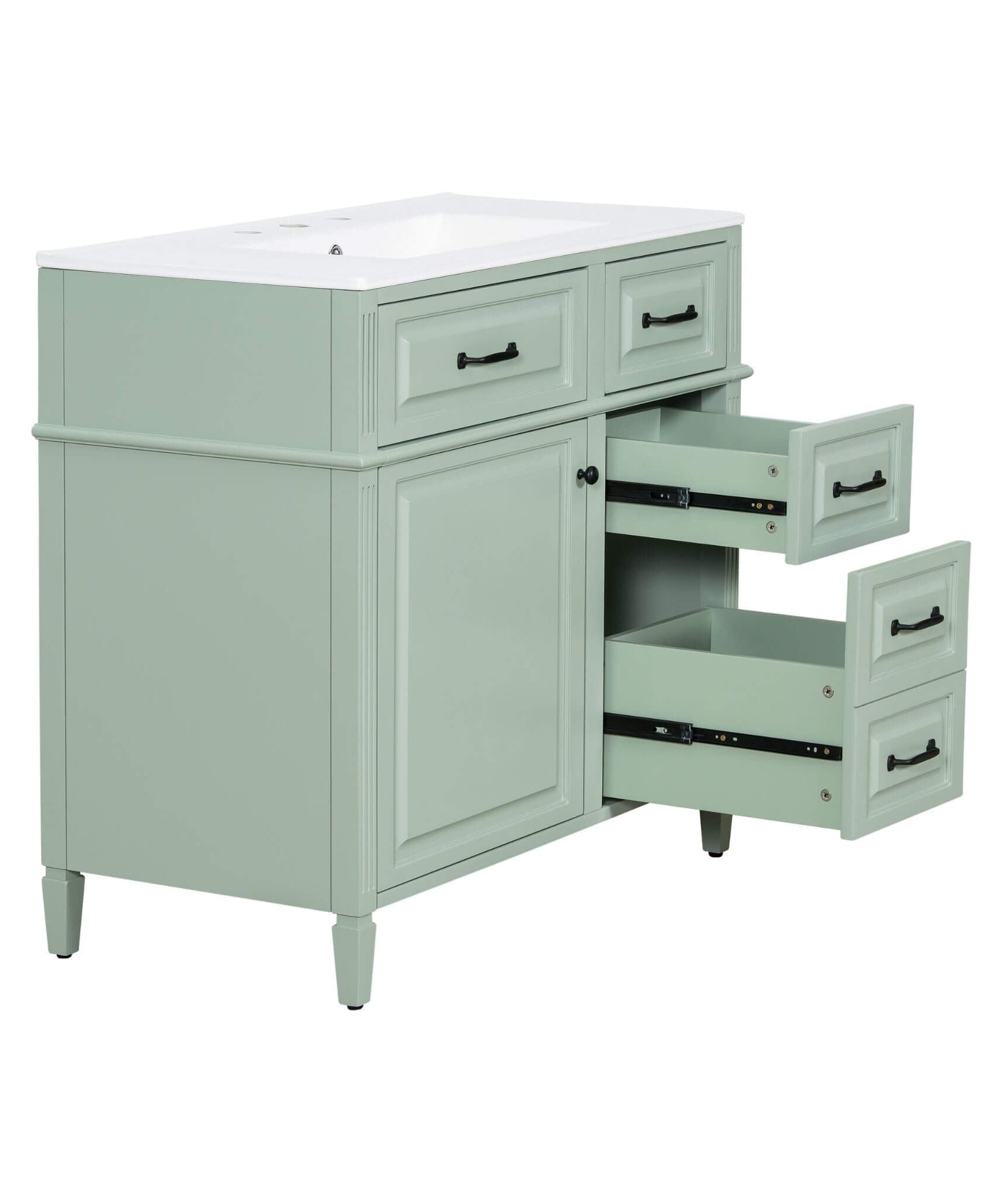 Nuvia 36-Inch Freestanding Bathroom Vanity With Ceramic Sink And Storage Cabinets [Faucet Not Included] (SAK41792)