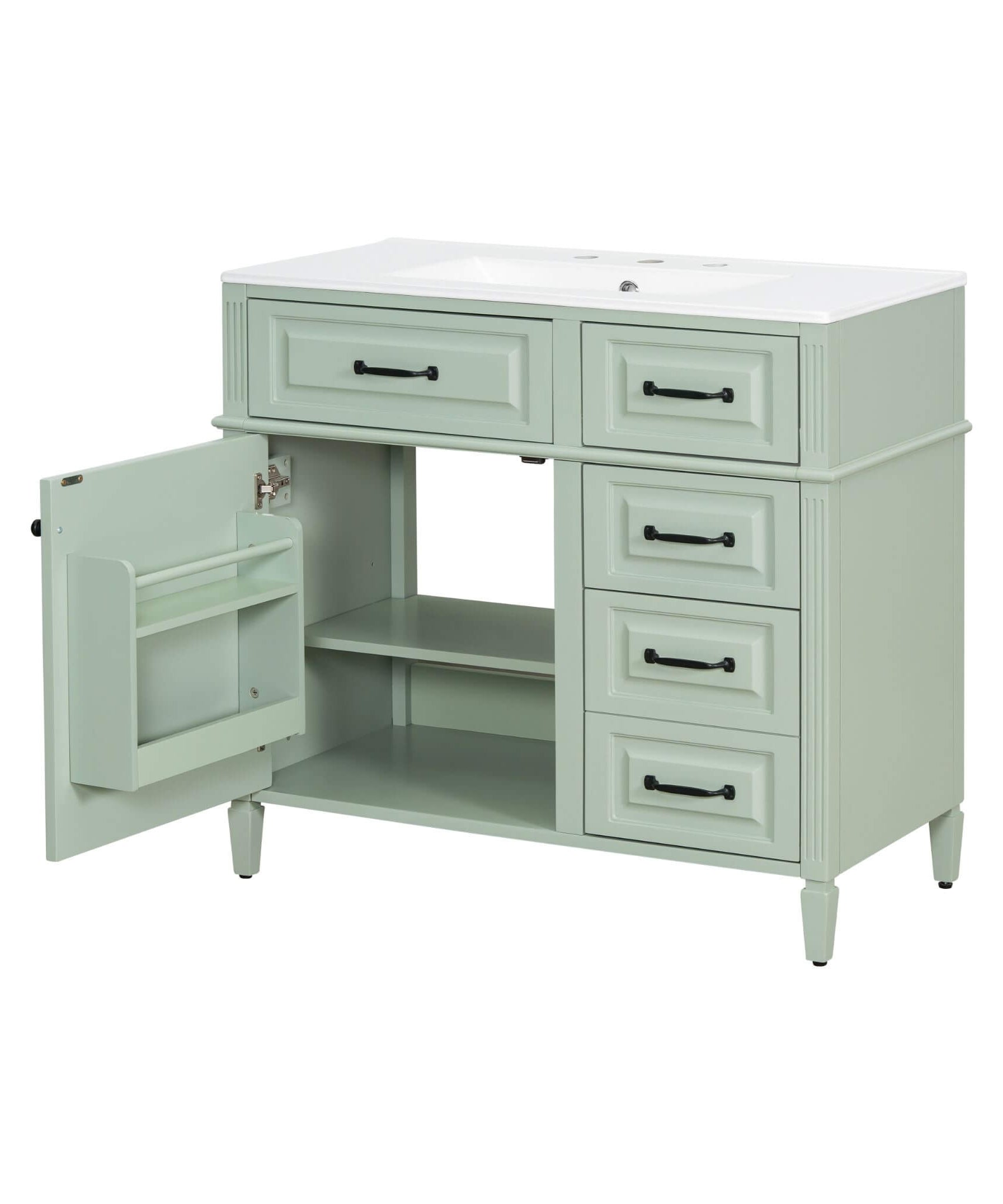 Nuvia 36-Inch Freestanding Bathroom Vanity With Ceramic Sink And Storage Cabinets [Faucet Not Included] (SAK41792)