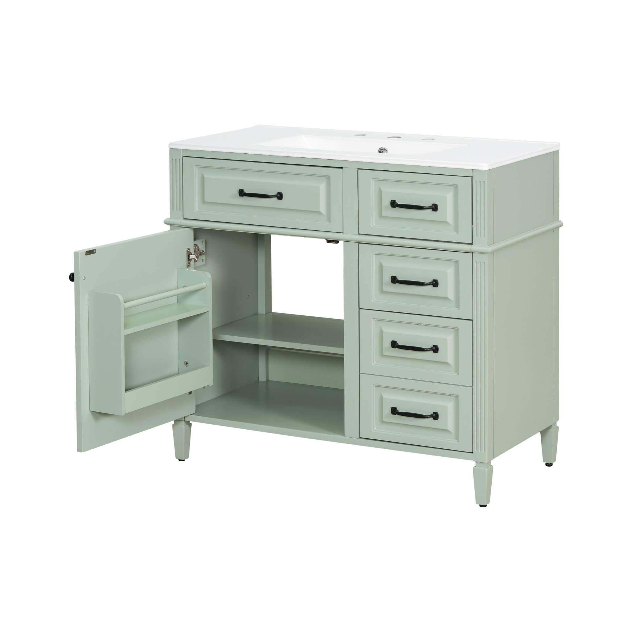 Nuvia 36-Inch Freestanding Bathroom Vanity With Ceramic Sink And Storage Cabinets [Faucet Not Included] (SAK41792)