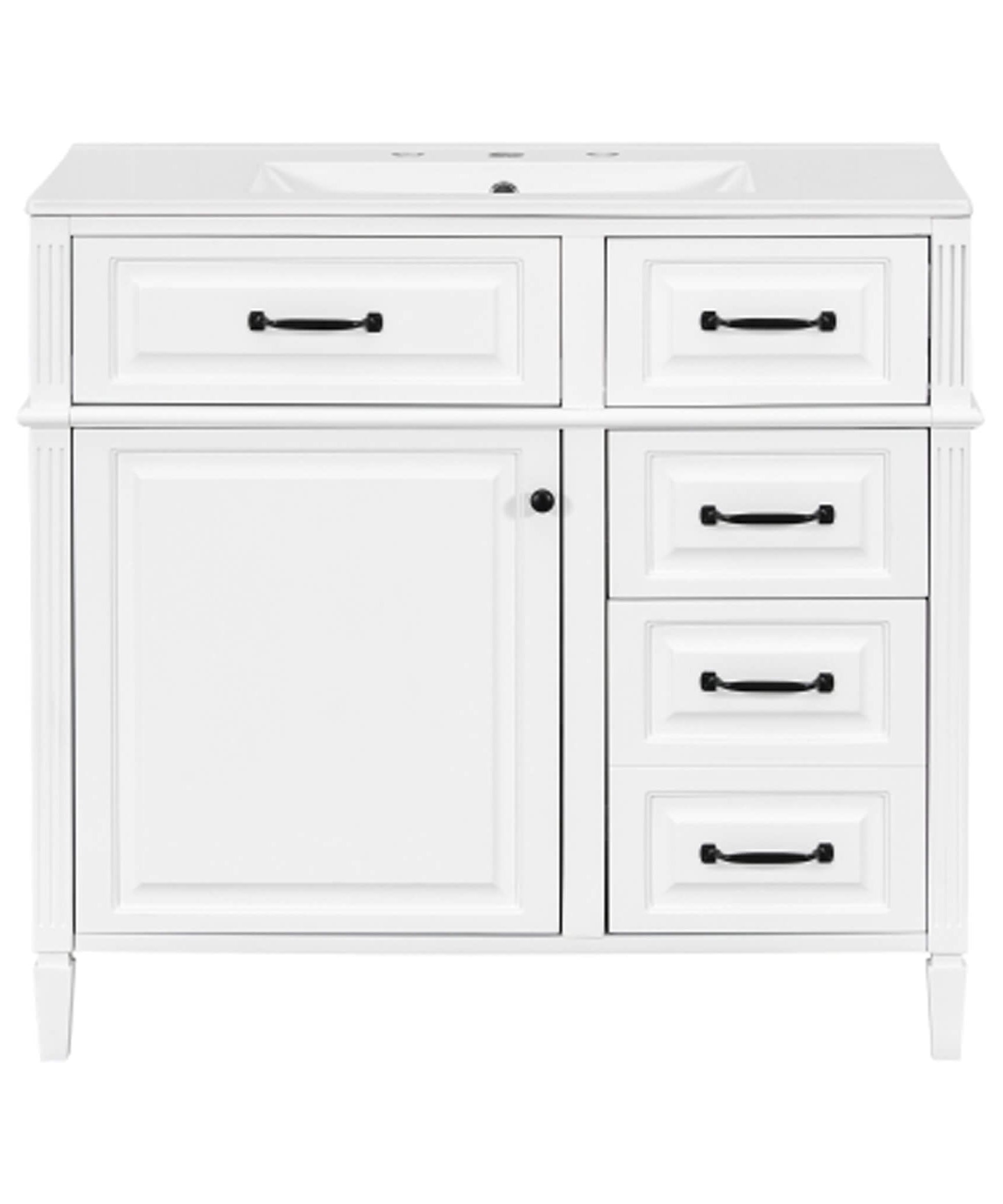 Nuvia 36-Inch Freestanding Bathroom Vanity With Ceramic Sink And Storage Cabinets [Faucet Not Included] (SAK41792)