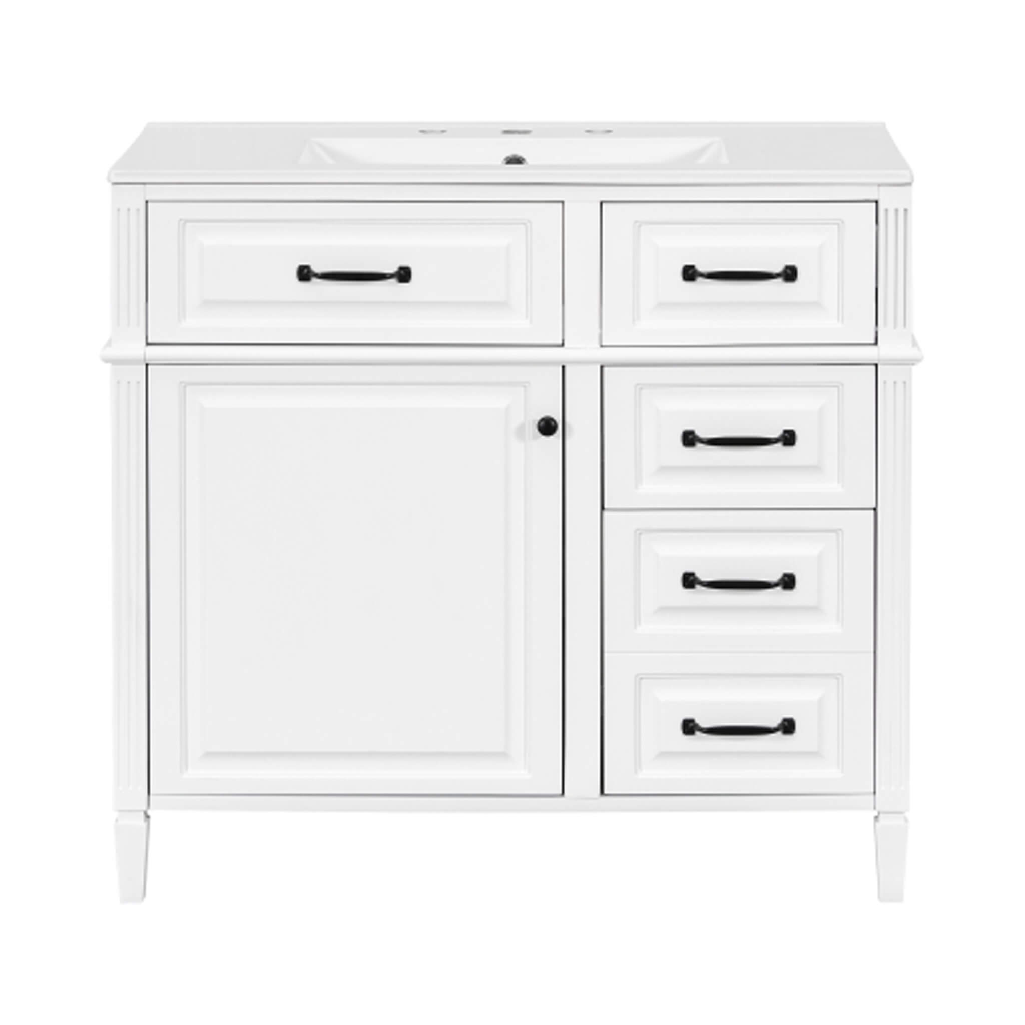 Nuvia 36-Inch Freestanding Bathroom Vanity With Ceramic Sink And Storage Cabinets [Faucet Not Included] (SAK41792)